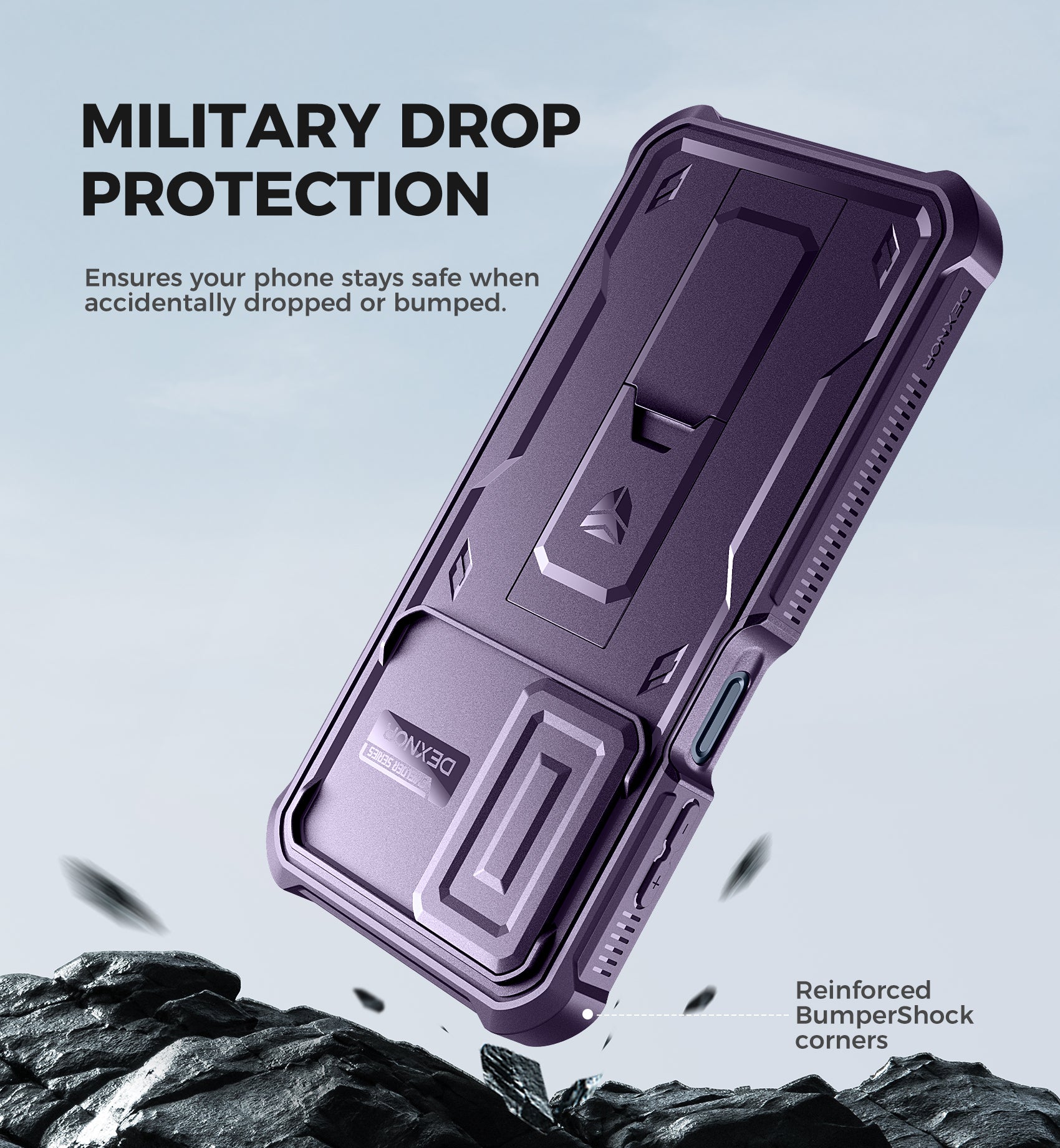 Dexnor Case for Samsung Galaxy A16 With Screen Protector Full Body Bumper Kickstand Heavy-duty Shockproof Rugged Cover.