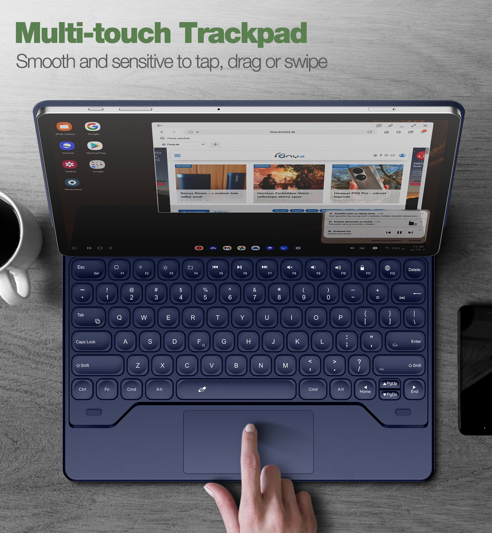 For Samsung Galaxy Tab S8 Plus/S7 FE (5G)/S7 Plus/S9 Plus/S9 FE Plus 12.4 Inch Case with Keyboard Floating Cantilever Magnetic Stand