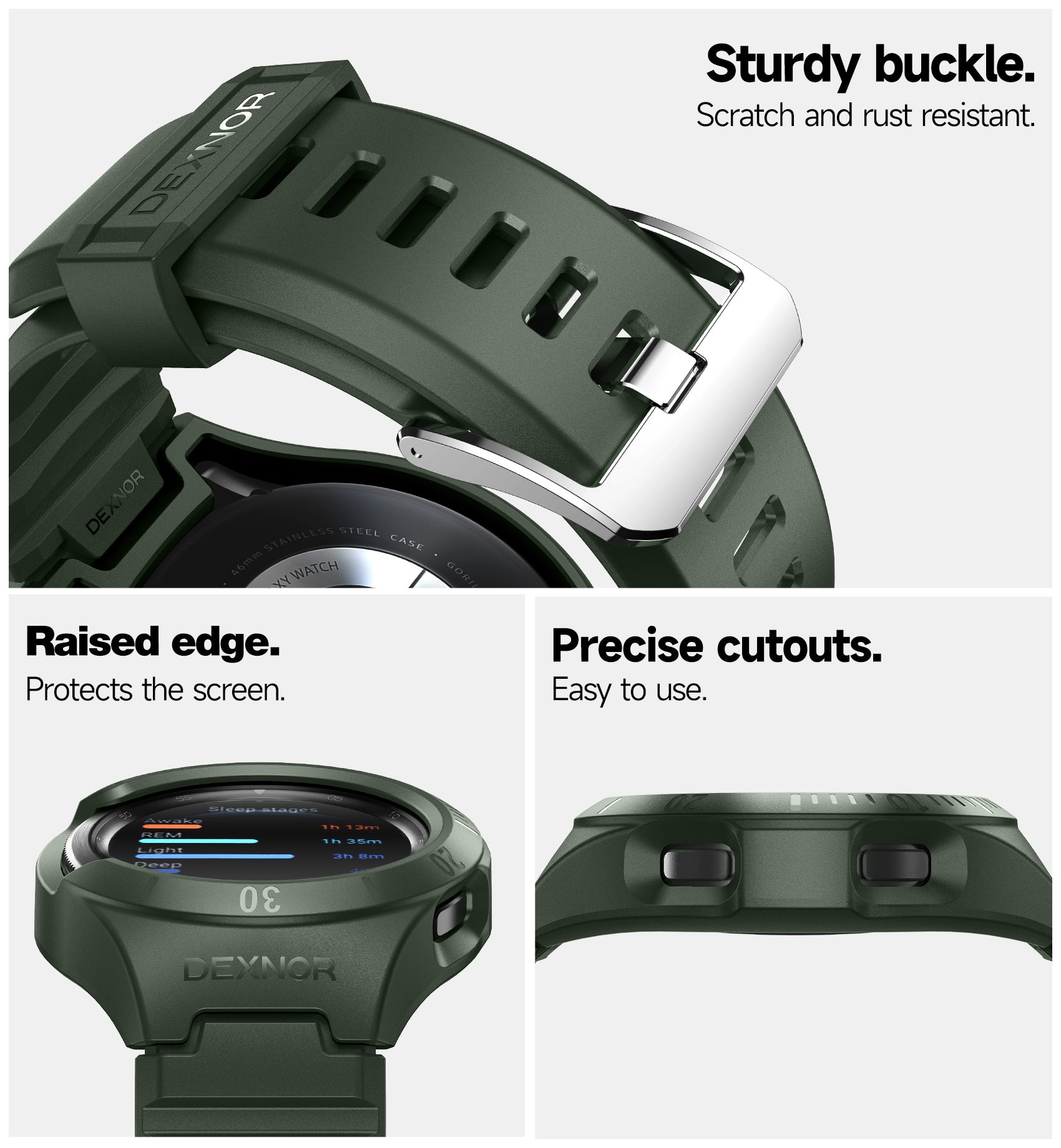 Dexnor Watch Case for Watch 4 Classic Band 46mm(2021) Full Body Bumper Shockproof Rugged Raised Bezel Snap-on Cover