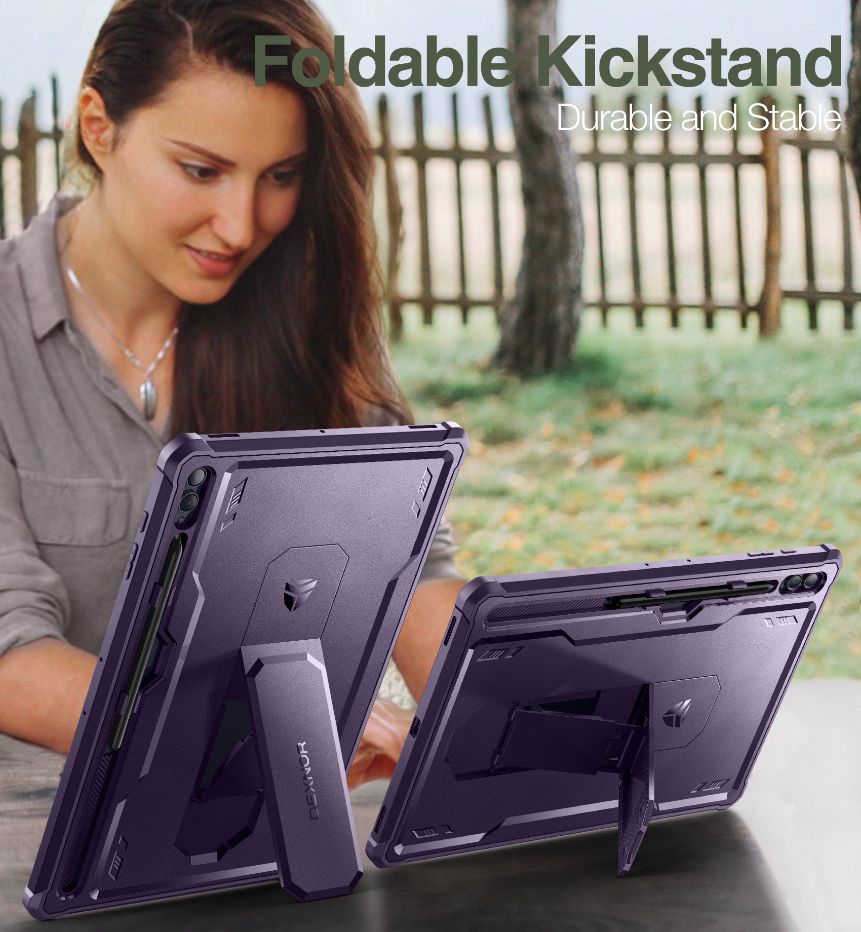 Dexnor Tablet Case for Samsung Galaxy Tab S9 Ultra With Screen Protector Full Body Bumper Kickstand Heavy-duty Shockproof Rugged Pen Holder Cover.