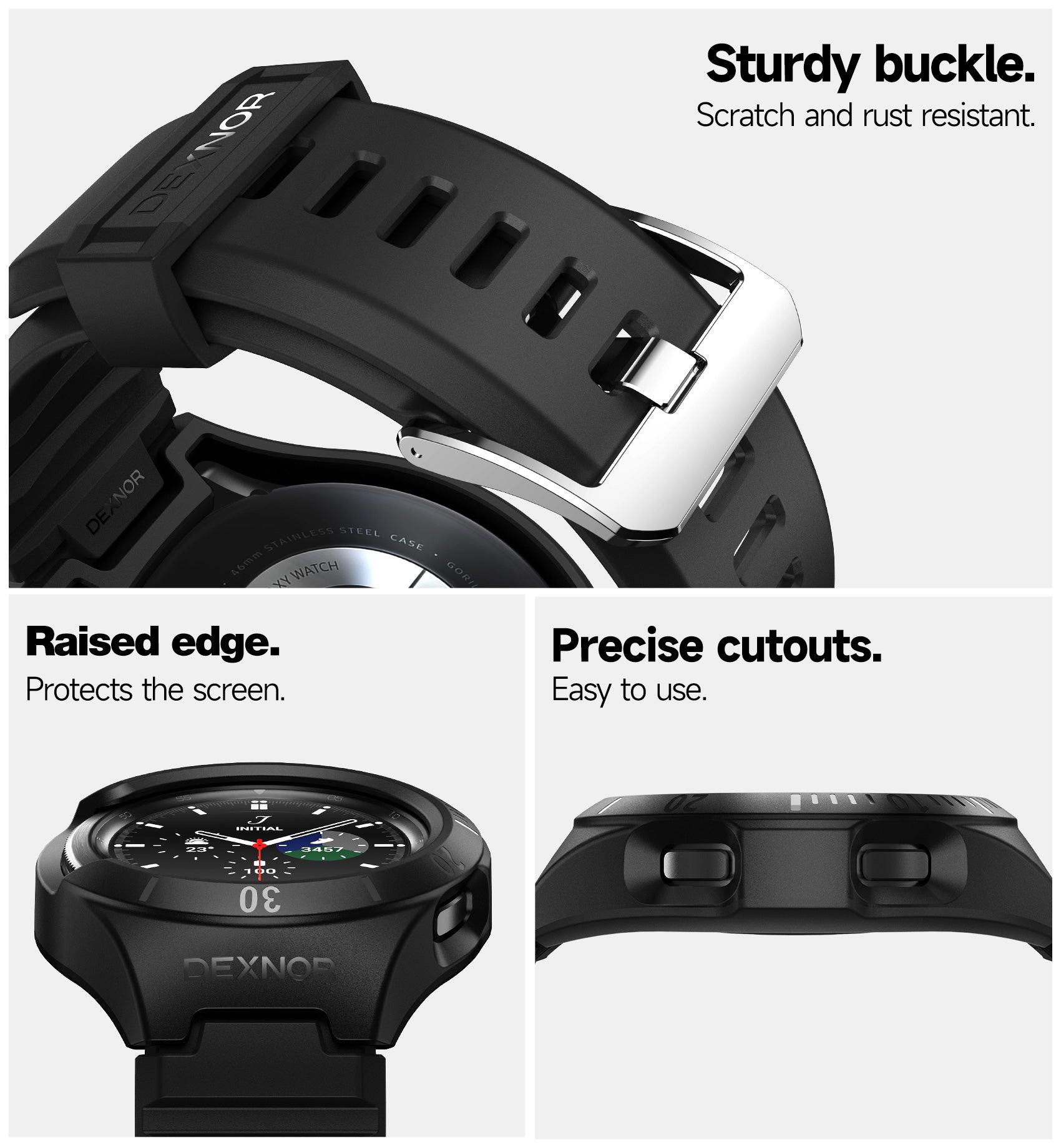 Dexnor Watch Case for Watch 4 Classic Band 46mm(2021) Full Body Bumper Shockproof Rugged Raised Bezel Snap-on Cover