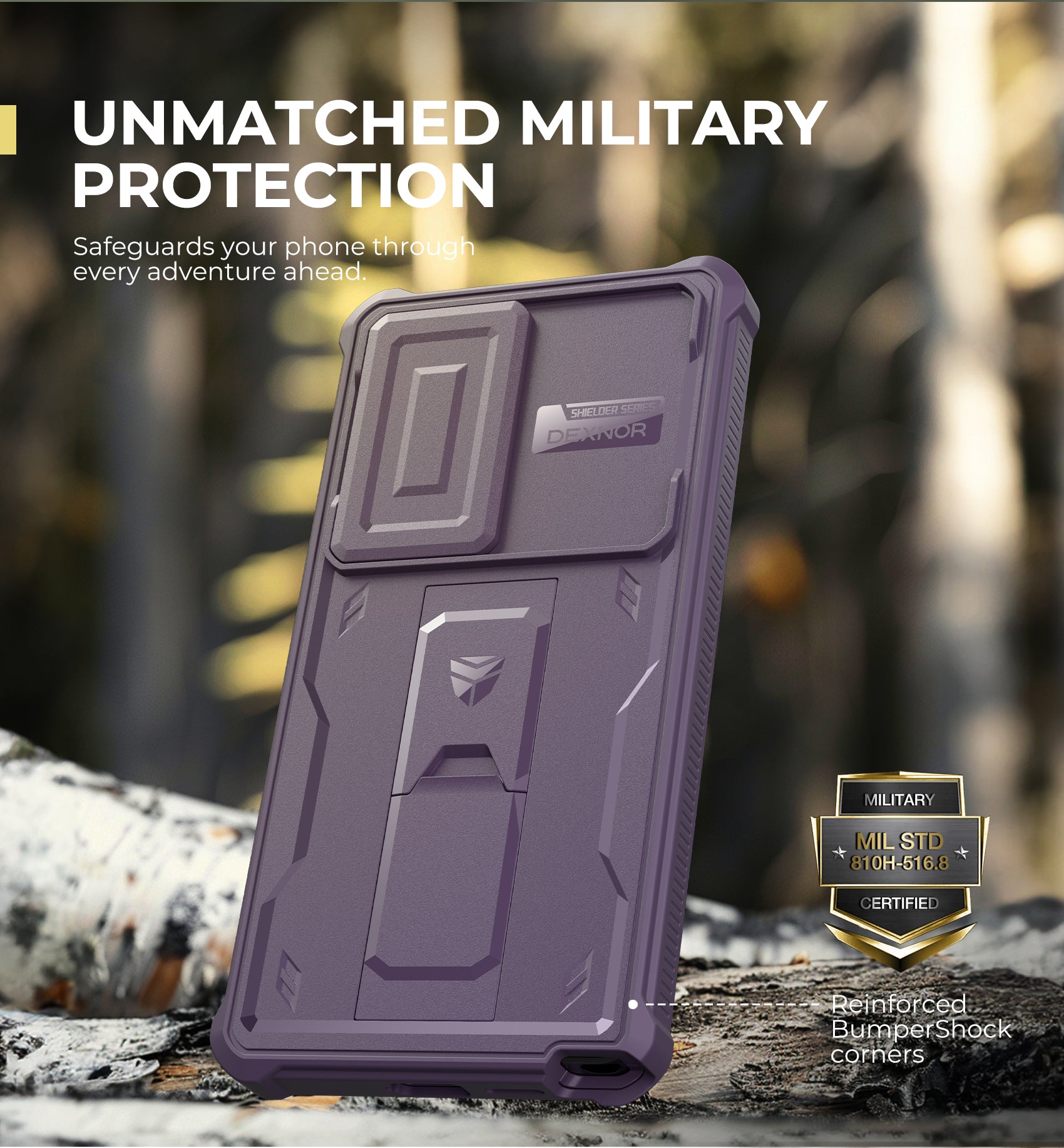 Dexnor Case for Samsung Galaxy S25 Ultra Full Body With Screen Protector Slide Camera Bumper Kickstand Heavy-duty Rugged Cover