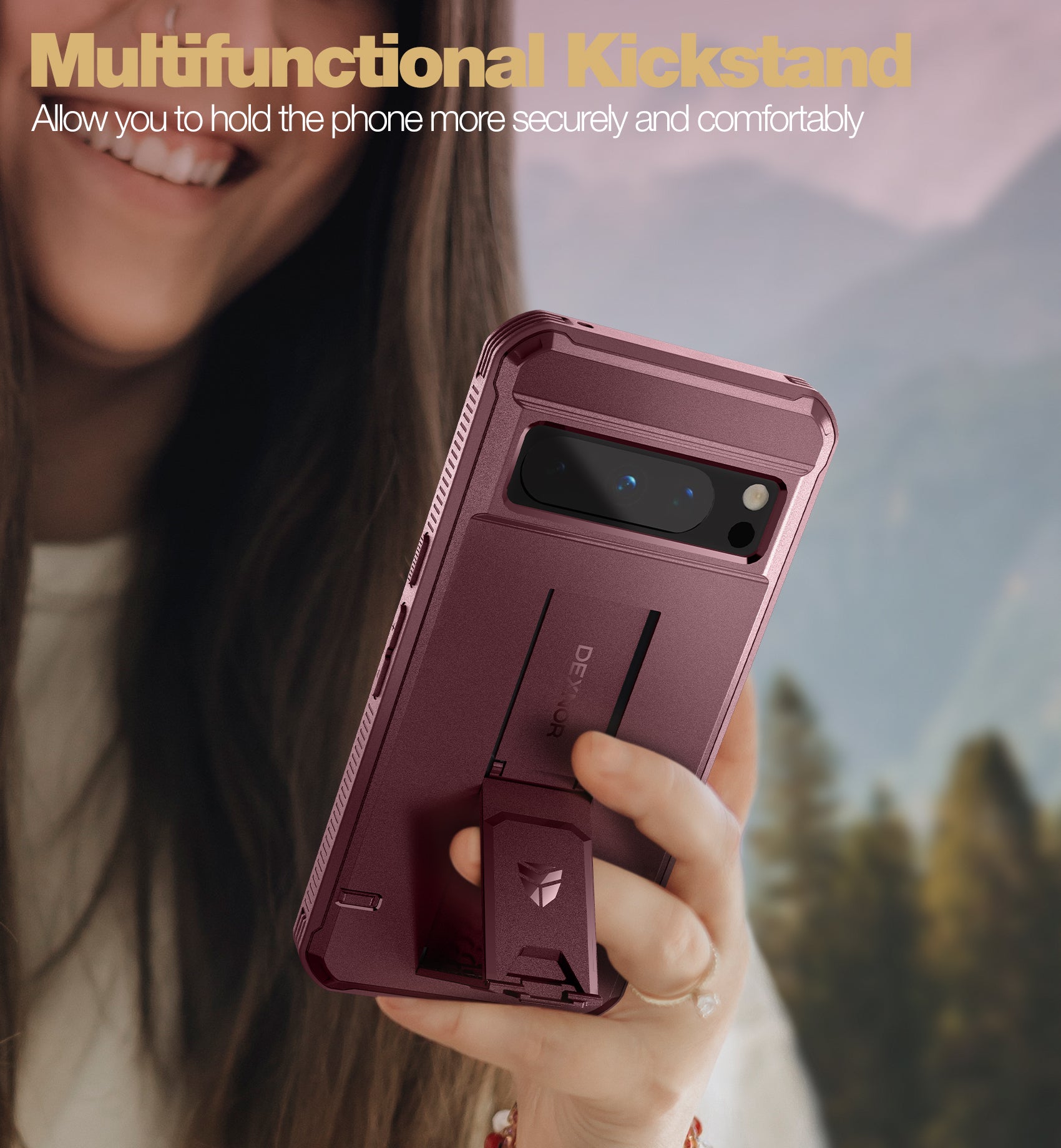 Dexnor Case for Google Pixel 8 Pro With 2 Screen Protector Full Body Bumper Kickstand Heavy-duty Shockproof Rugged Cover.
