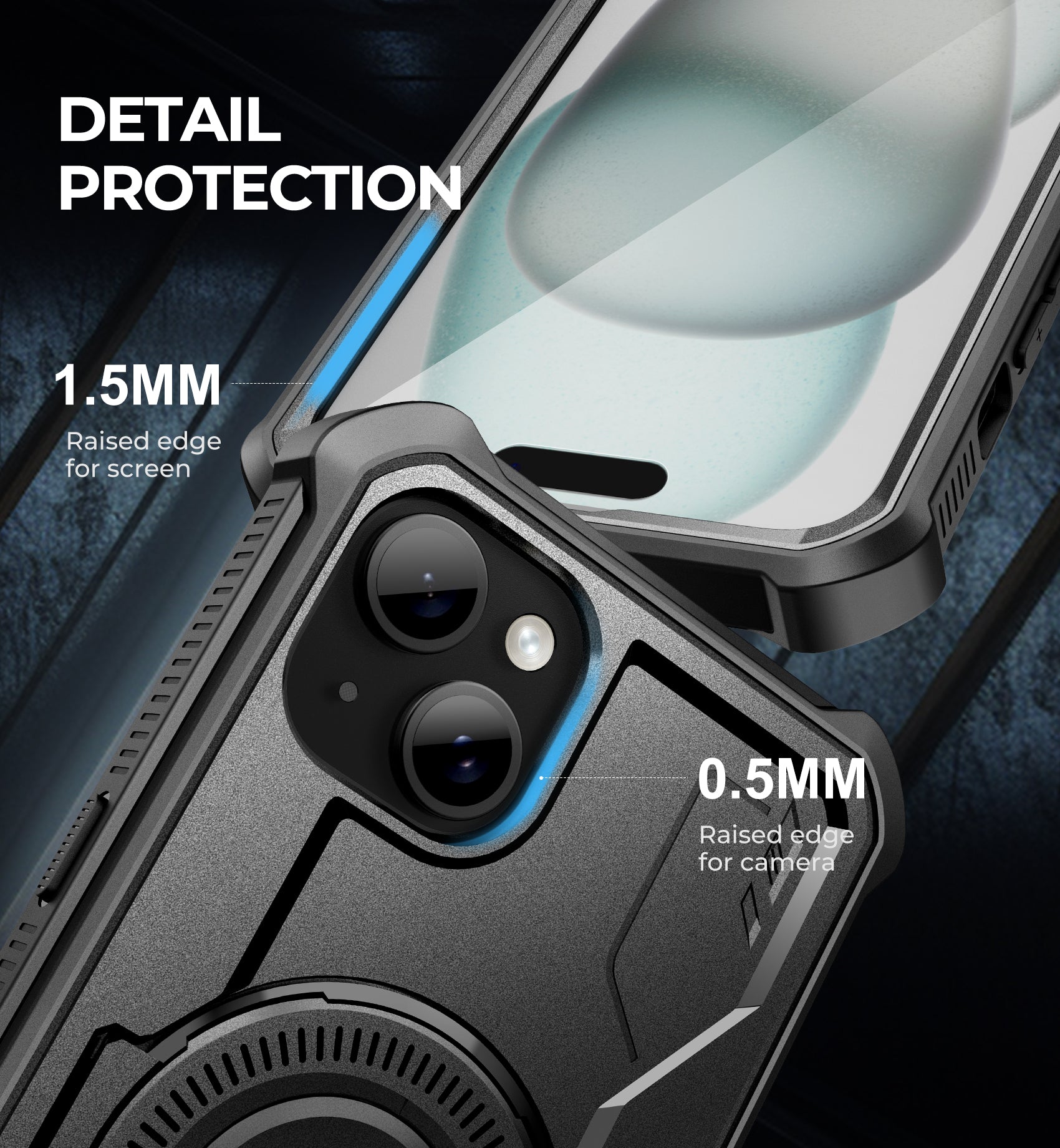 Dexnor for iphone 15Plus /14 Plus Case With MagSafe Heavy-duty Shockproof Full Body Built-in Screen Protector Adjustable Kickstand