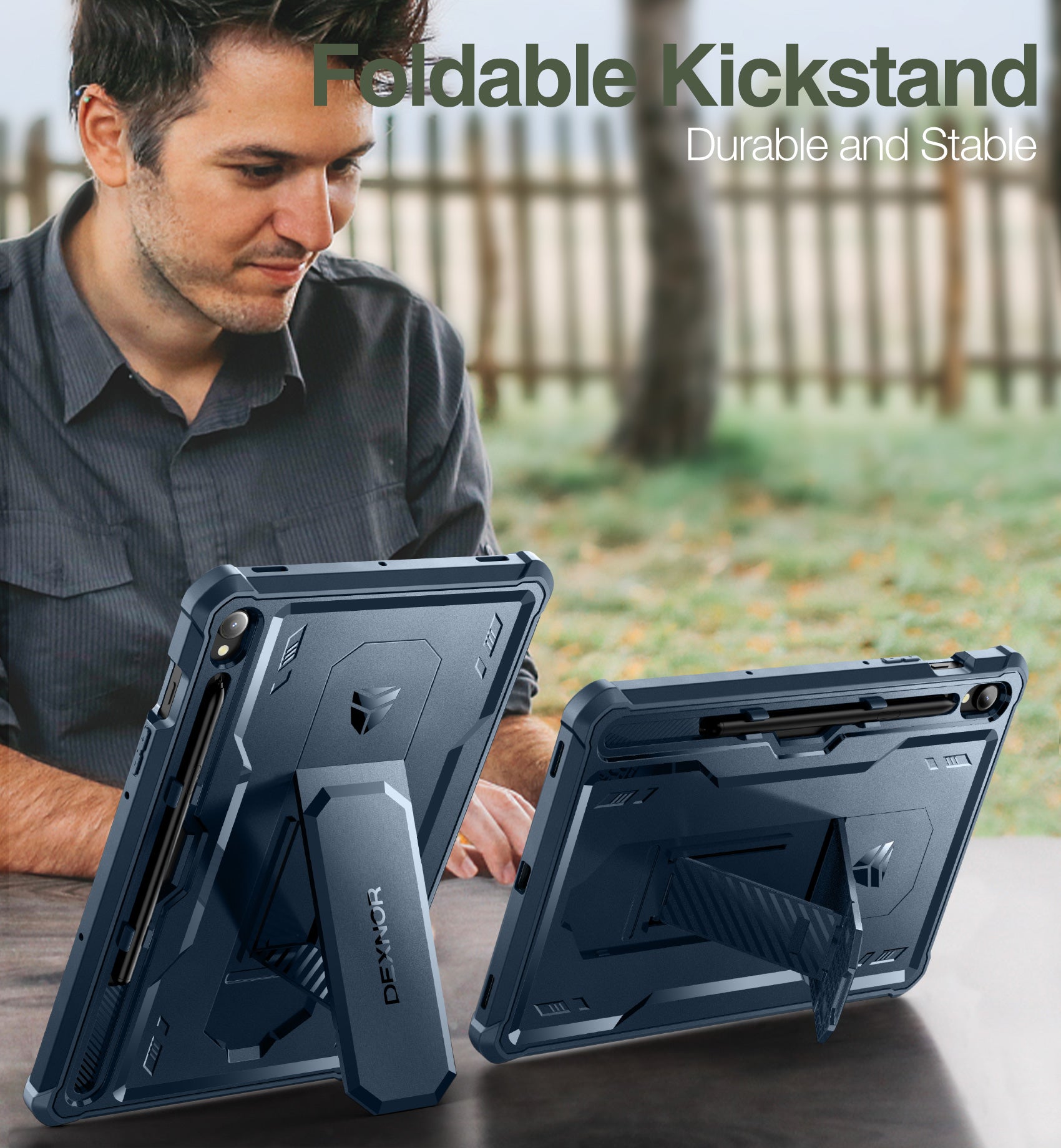 Dexnor Tablet Case for Samsung Galaxy Tab S9 With Screen Protector Full Body Bumper Kickstand Heavy-duty Shockproof Rugged Pen Holder Cover.