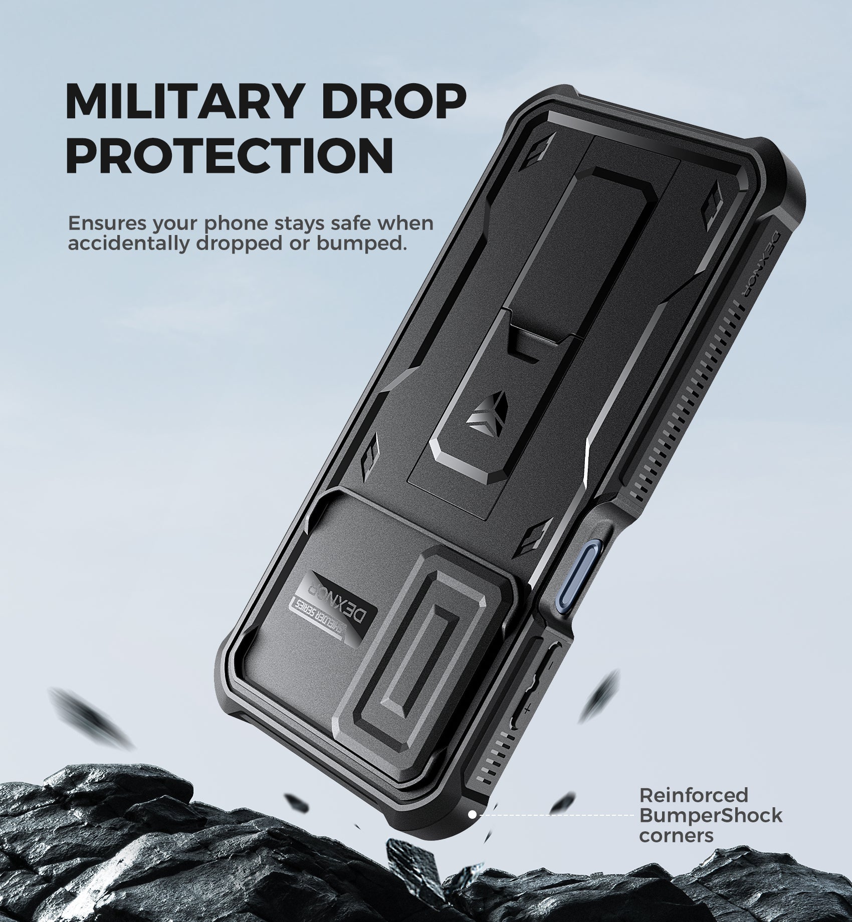 Dexnor Case for Samsung Galaxy A16 With Screen Protector Full Body Bumper Kickstand Heavy-duty Shockproof Rugged Cover.