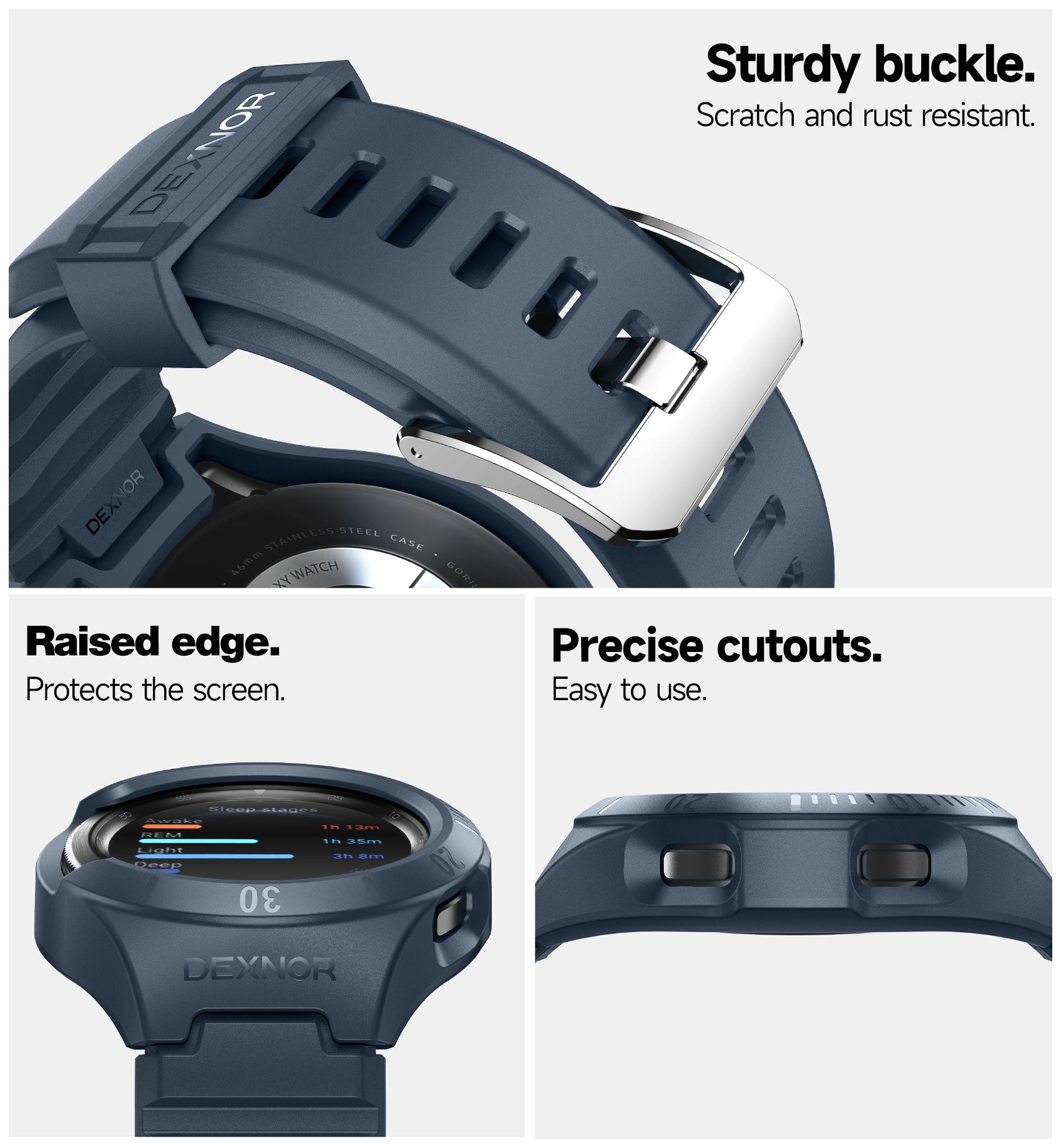 Dexnor Watch Case for Watch 4 Classic Band 46mm(2021) Full Body Bumper Shockproof Rugged Raised Bezel Snap-on Cover