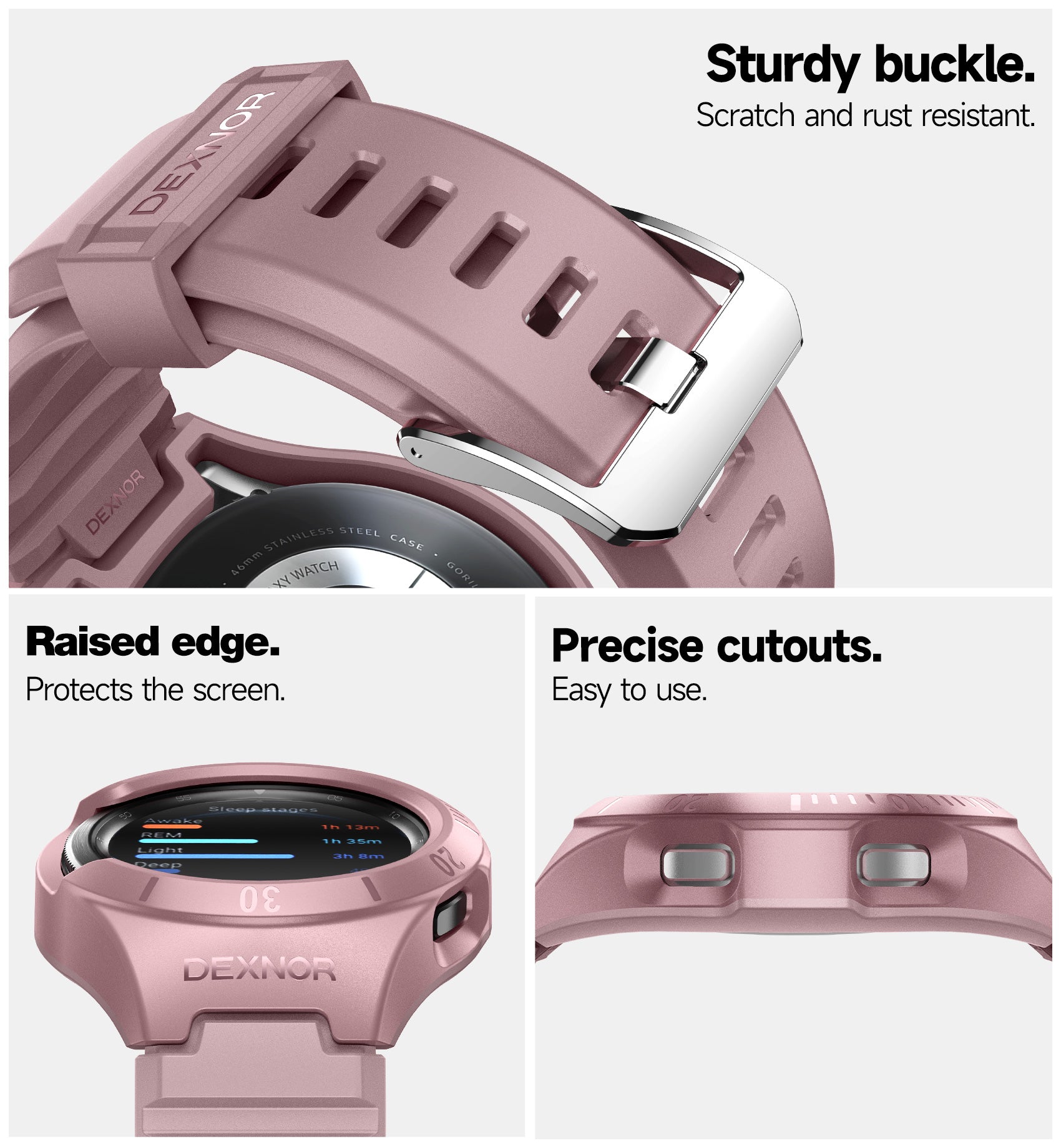 Dexnor Watch Case for Watch 4 Classic Band 46mm(2021) Full Body Bumper Shockproof Rugged Raised Bezel Snap-on Cover