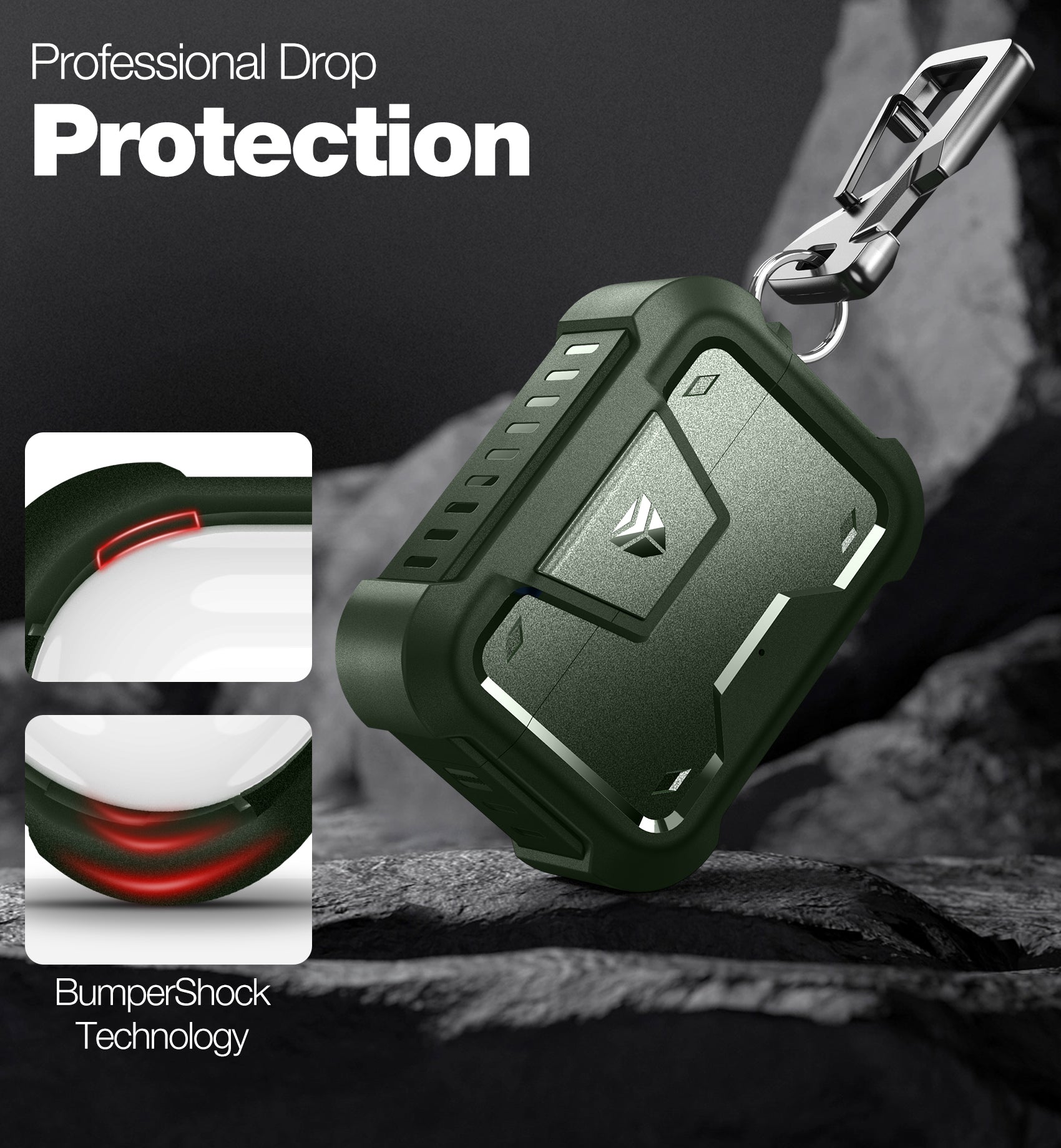 Dexnor Earphone Case for Beats Studio Buds 2021/Buds + 2023 with Secure Lock and Carabiner Full Body Bumper Shockproof Rugged Cover