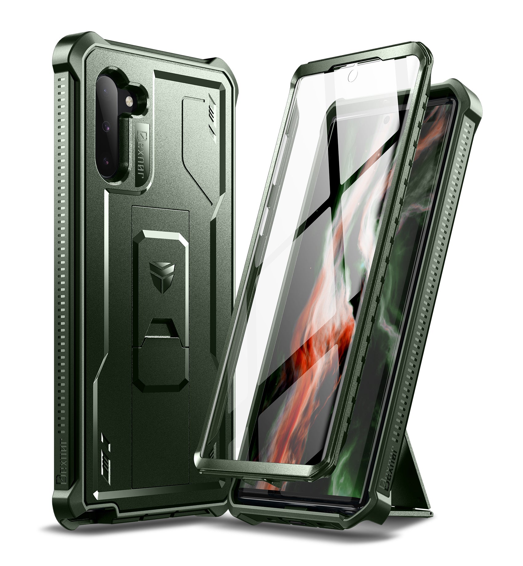 Dexnor Case for Samsung Galaxy Note 10 With Single Screen Protector Full Body Bumper Kickstand Heavy-duty Shockproof Rugged Cover.