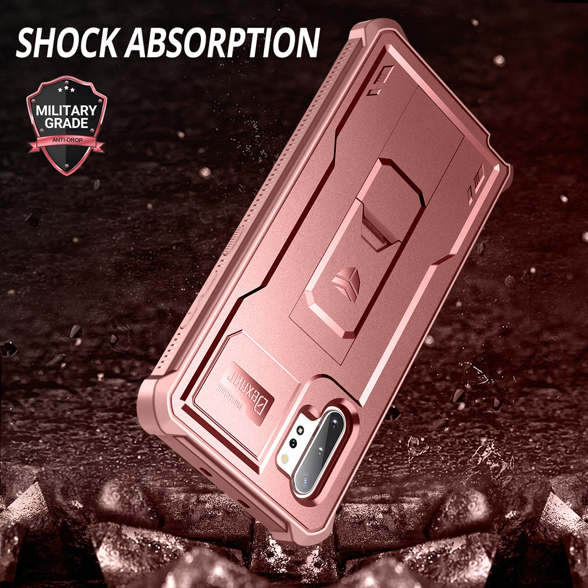 Dexnor Case for Samsung Galaxy Note 10+ With Single Screen Protector Full Body Bumper Kickstand Heavy-duty Shockproof Rugged Cover.