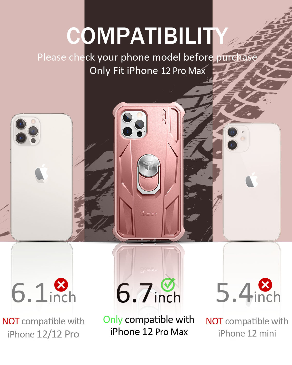 Dexnor for iphone 12 Pro Max Case With Heavy-duty Shockproof Full Body Built-in Screen Protector Adjustable Kickstand