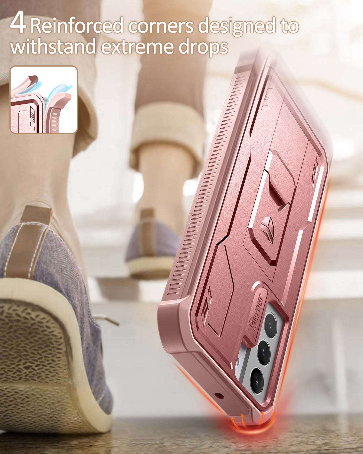 Dexnor Case for Samsung Galaxy S22 With Single Screen Protector Full Body Bumper Kickstand Heavy-duty Shockproof Rugged Cover.