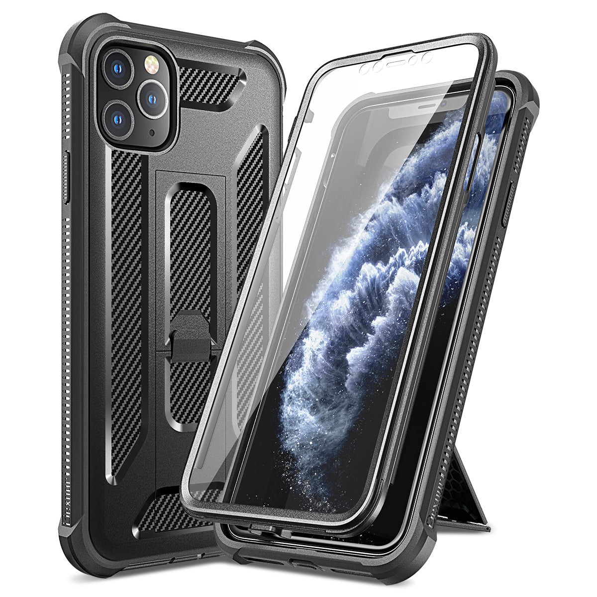 Dexnor Case for iPhone 11 Pro Max With Screen Protector Full Body Bumper Kickstand Heavy-duty Shockproof Rugged Cover.