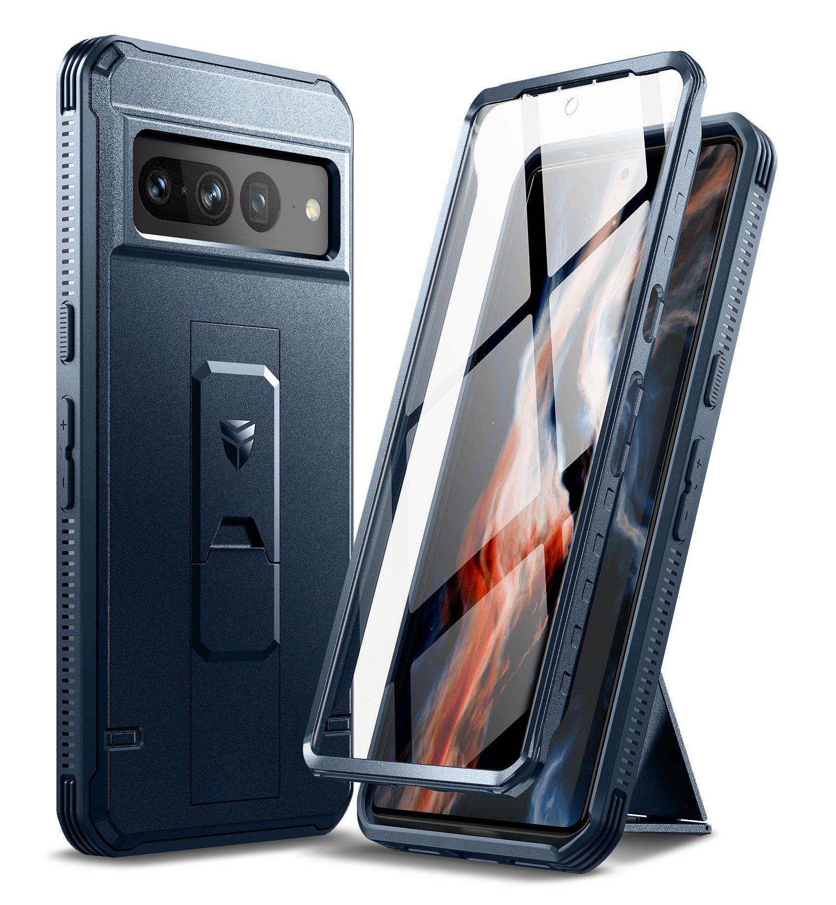 Dexnor Case for Google Pixel 7 Pro With Screen Protector Full Body Bumper Kickstand Heavy-duty Shockproof Rugged Cover.