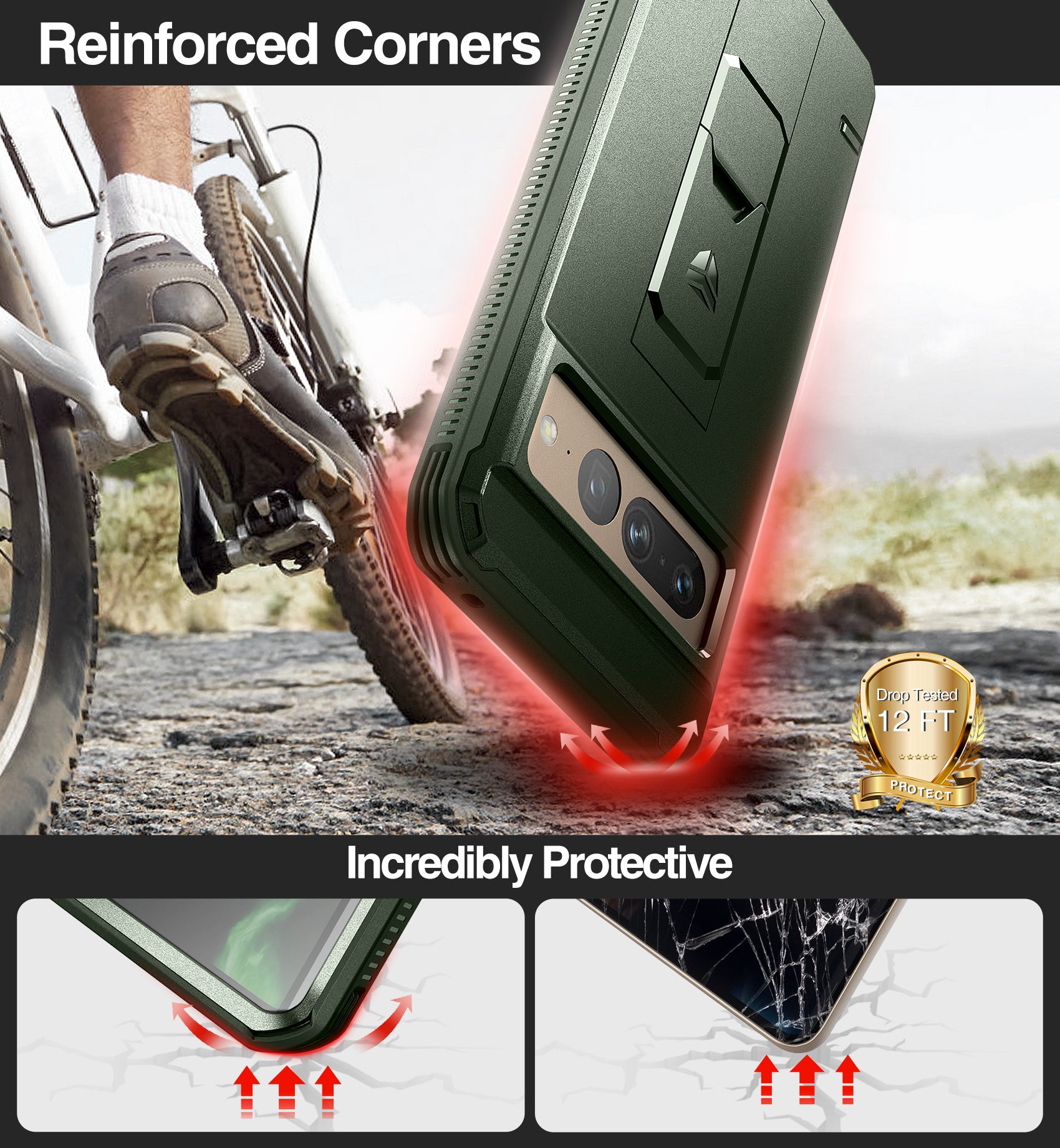 Dexnor Case for Google Pixel 7 Pro With Screen Protector Full Body Bumper Kickstand Heavy-duty Shockproof Rugged Cover.