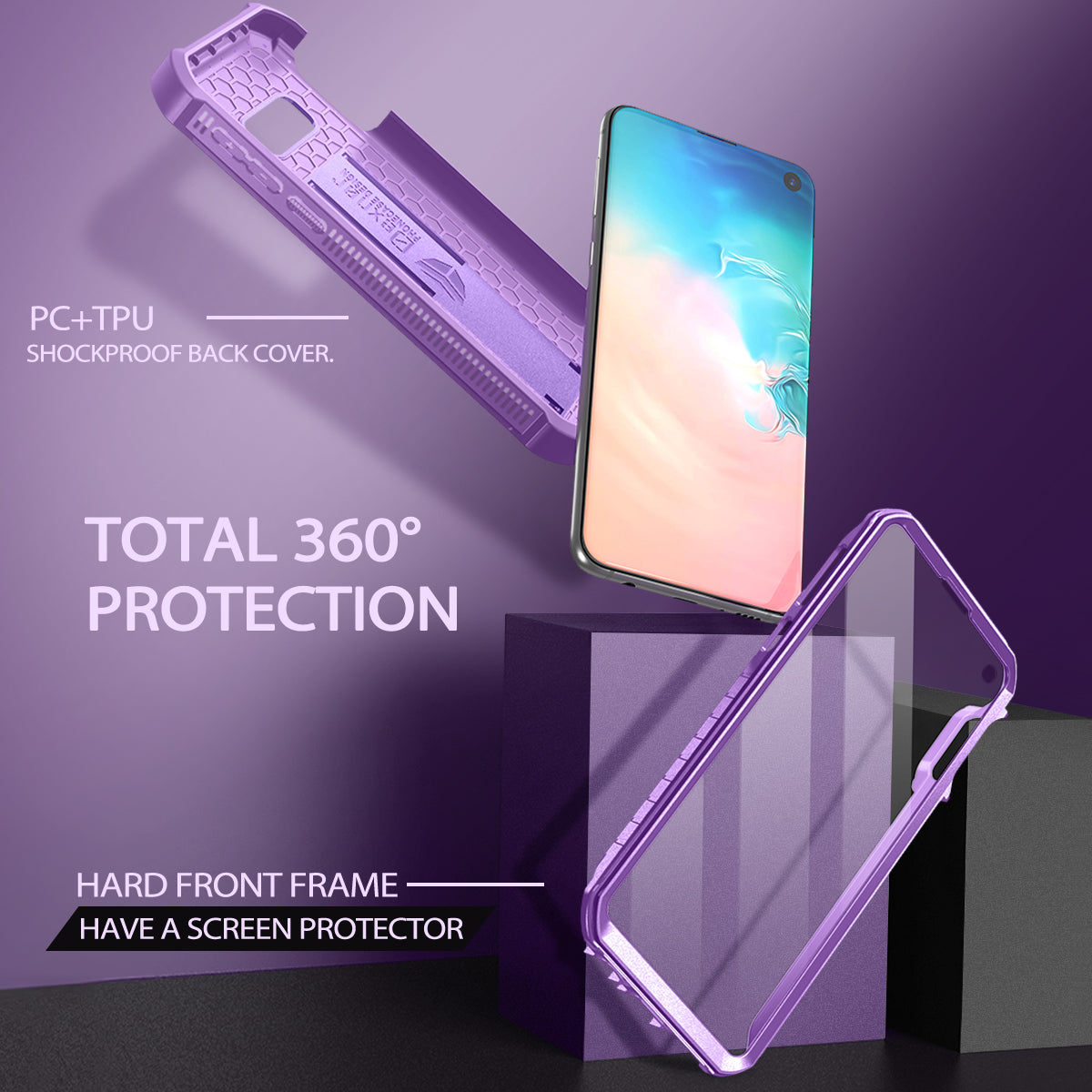 Dexnor Case for Samsung Galaxy S10E With Single Screen Protector Full Body Bumper Kickstand Heavy-duty Shockproof Rugged Cover