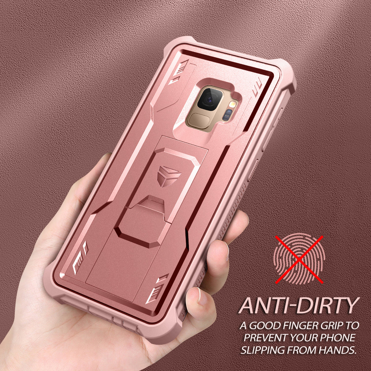 Dexnor Case for Samsung Galaxy S9 With Single Screen Protector Full Body Bumper Kickstand Heavy-duty Shockproof Rugged Cover.