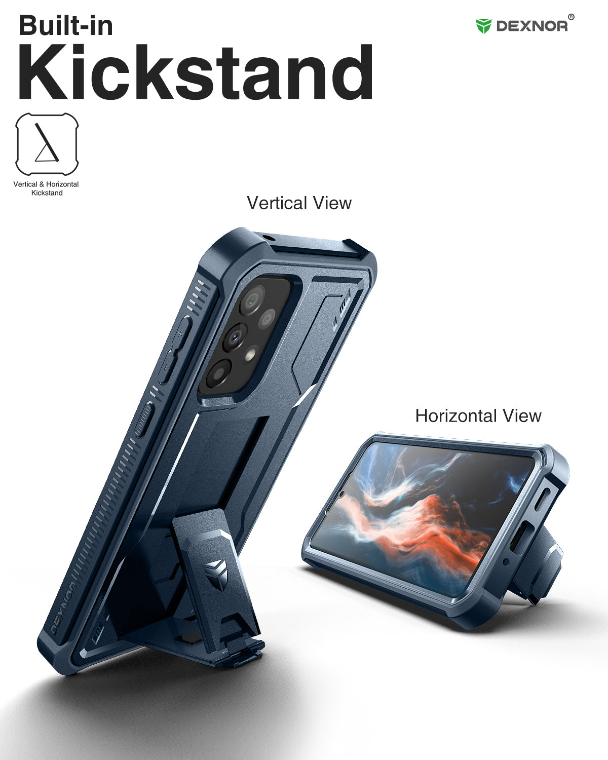 Dexnor Case for Samsung Galaxy A33 5G With Single Screen Protector Full Body Bumper Kickstand Heavy-duty Shockproof Rugged Cover.