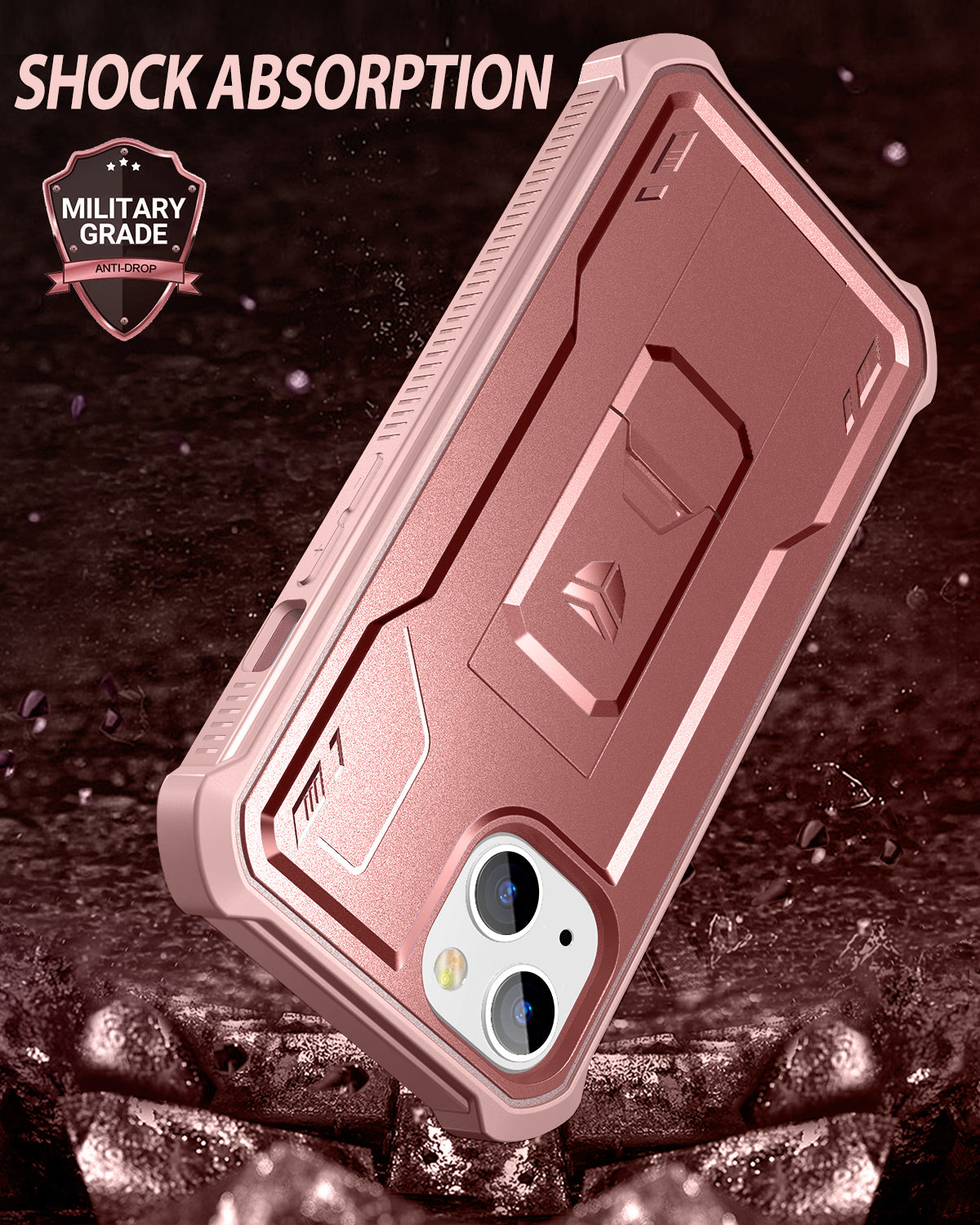 Dexnor for iphone 14/13 Case With Heavy-duty Shockproof Full Body Built-in Screen Protector Adjustable Kickstand