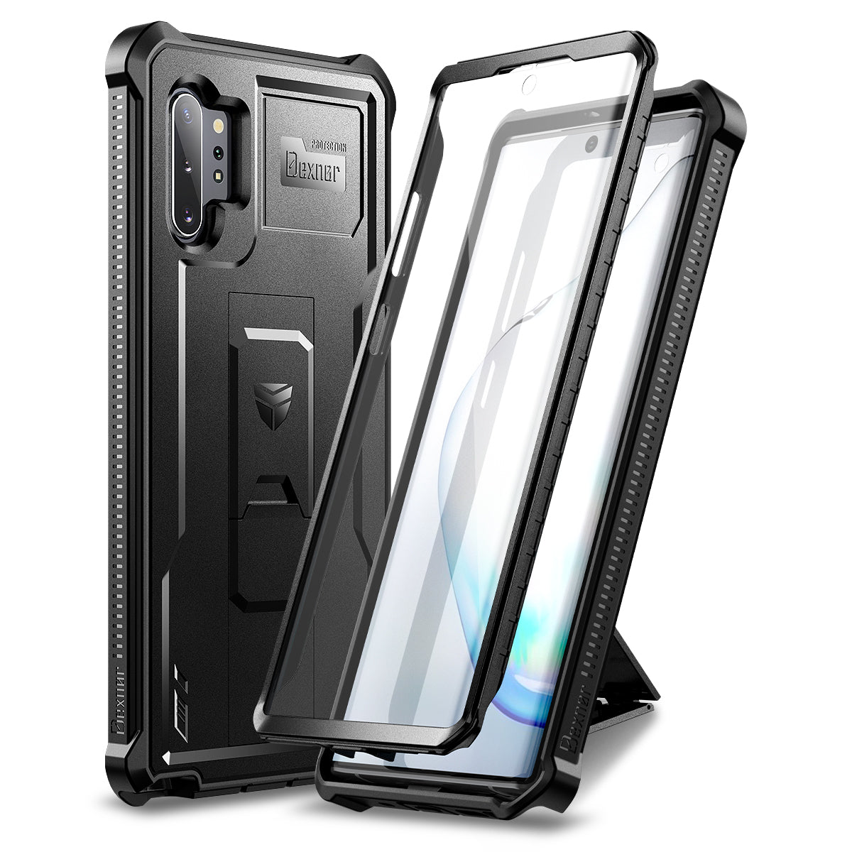 Dexnor Case for Samsung Galaxy Note 10+ With Single Screen Protector Full Body Bumper Kickstand Heavy-duty Shockproof Rugged Cover.
