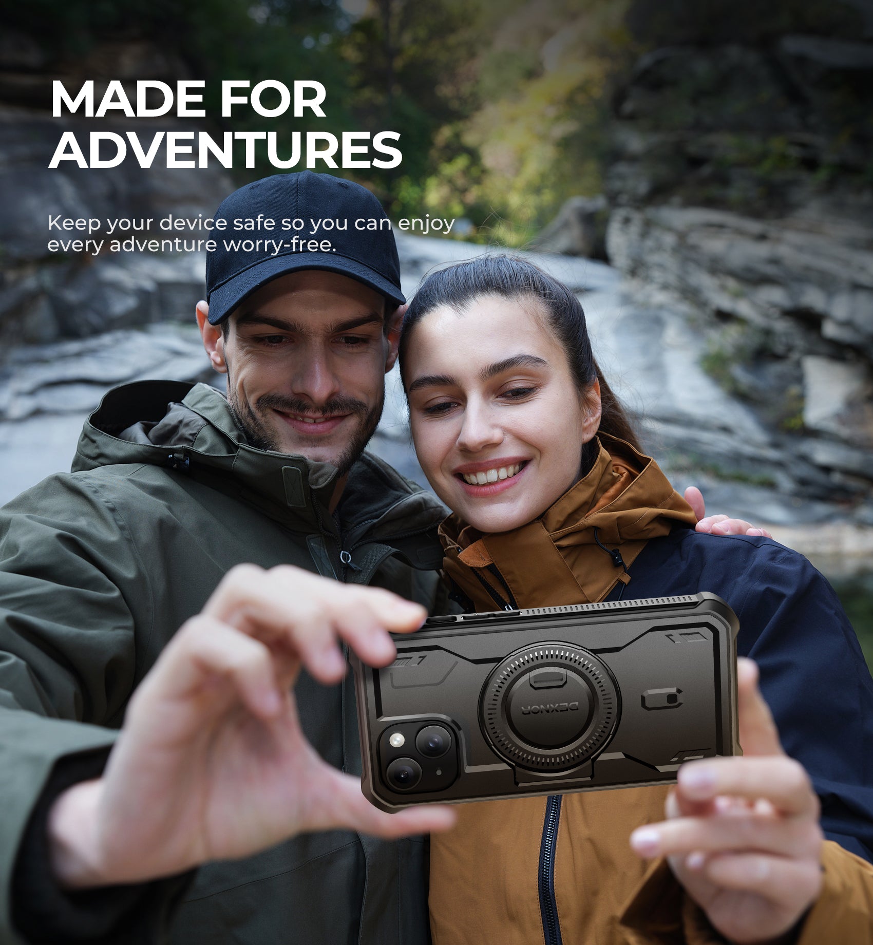 Dexnor for iphone 15 Case With MagSafe Heavy-duty Shockproof Full Body Built-in Screen Protector Adjustable Kickstand