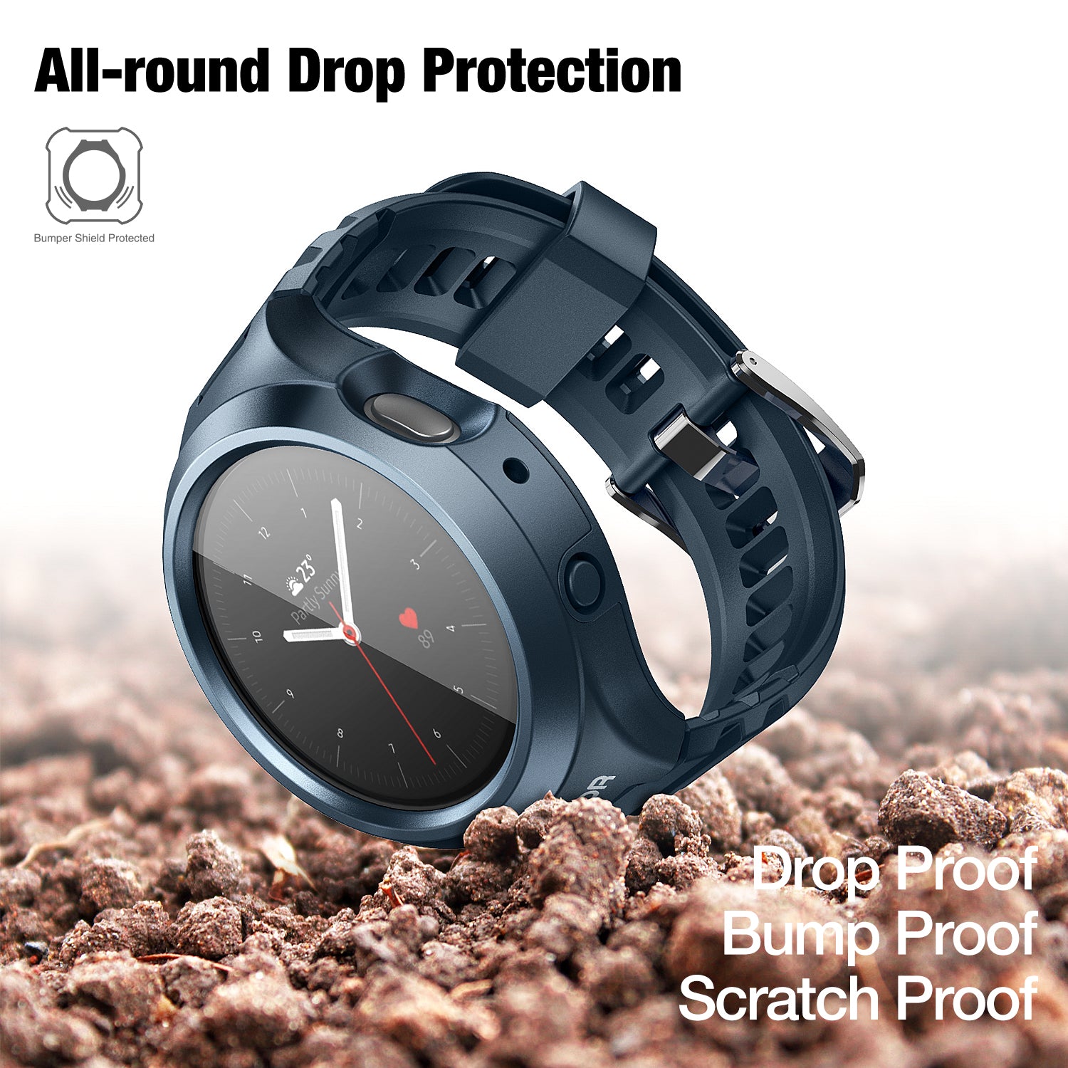 Dexnor Watch Case for Samsung Galaxy Watch Active 2 Band 44mm Full Body Bumper Shockproof Rugged Raised Bezel Snap-on Cover