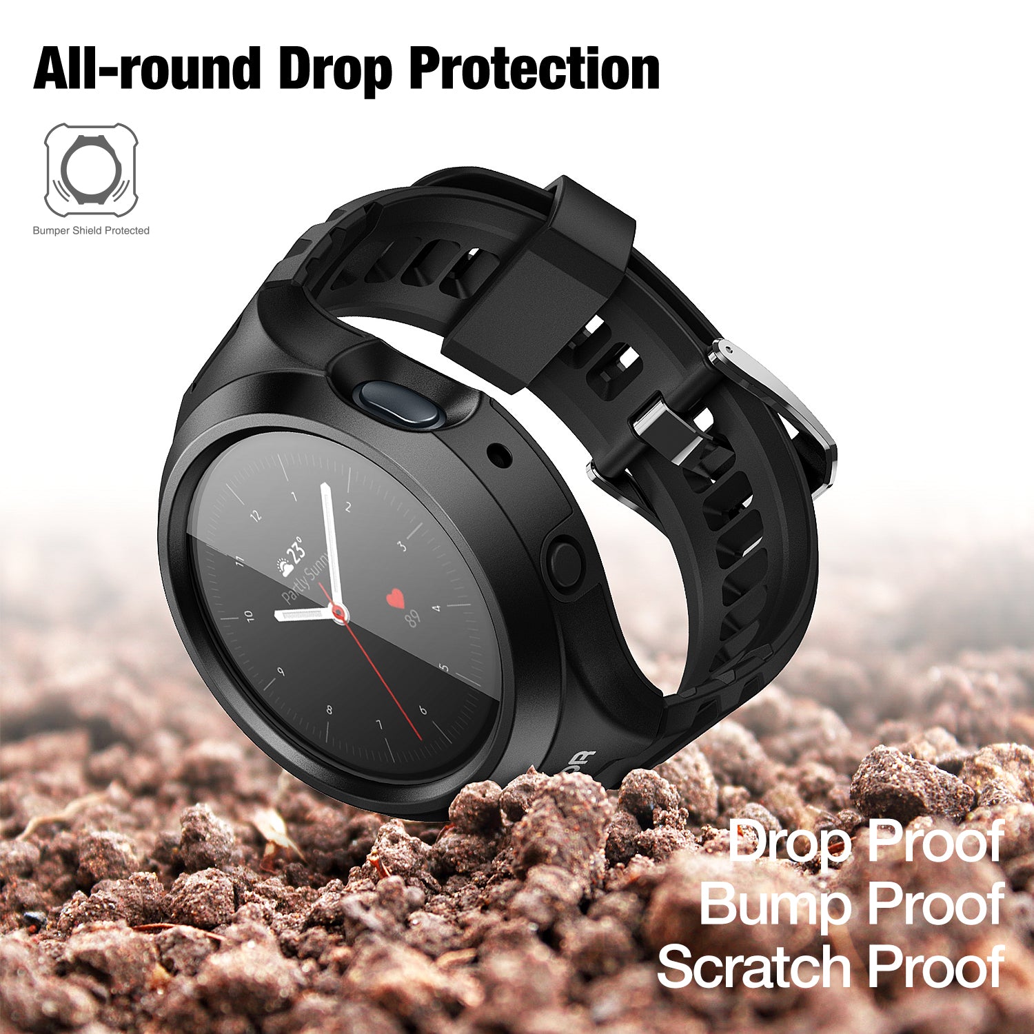 Dexnor Watch Case for Samsung Galaxy Watch Active 2 Band 44mm Full Body Bumper Shockproof Rugged Raised Bezel Snap-on Cover
