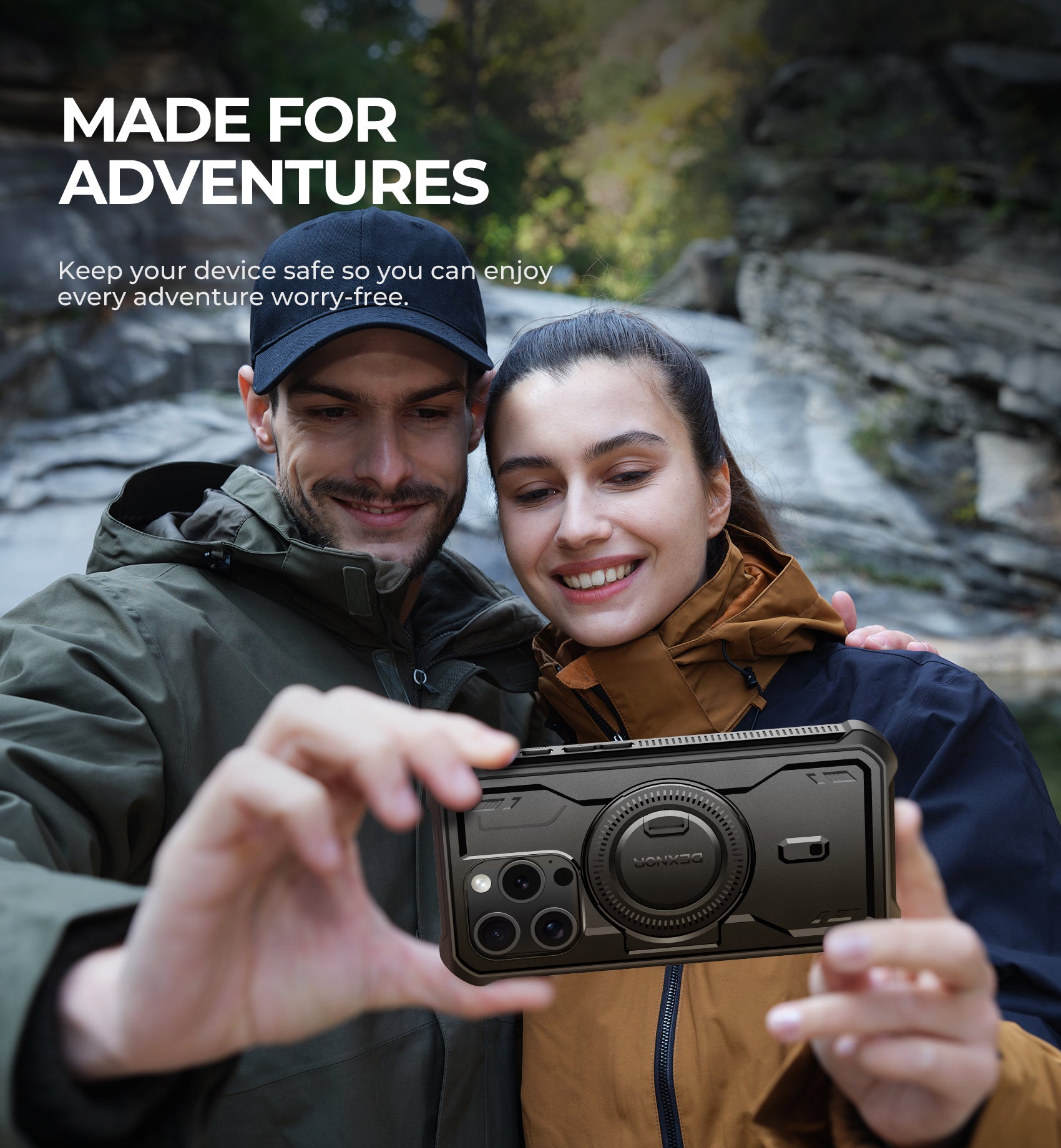 Dexnor for iphone 15 Pro Case With MagSafe Heavy-duty Shockproof Full Body Built-in Screen Protector Adjustable Kickstand