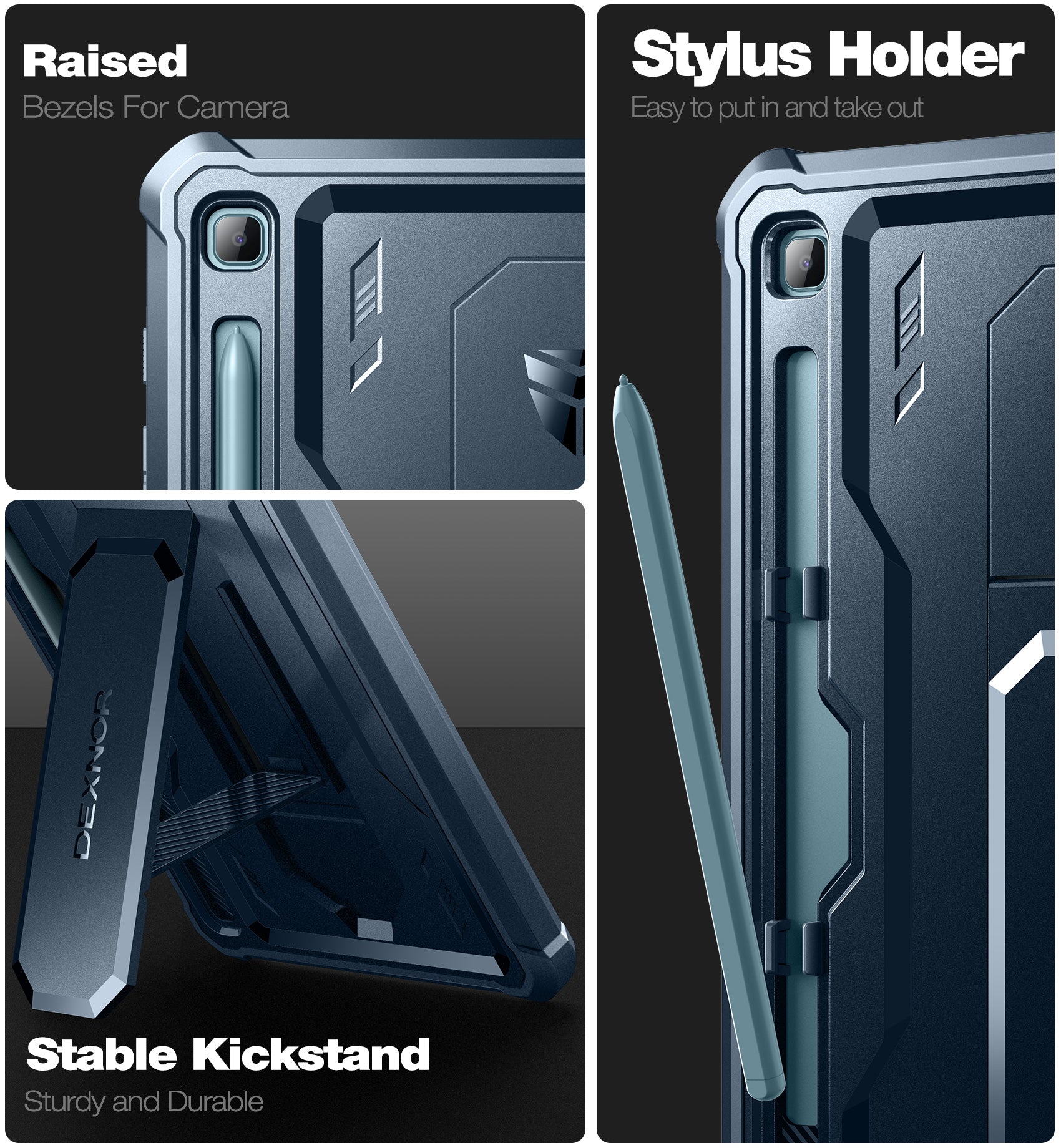 Dexnor Tablet Case for Samsung Galaxy Tab S6 lite 2020/2022/2024 With Screen Protector Full Body Bumper Kickstand Heavy-duty Shockproof Rugged Pen Holder Cover.
