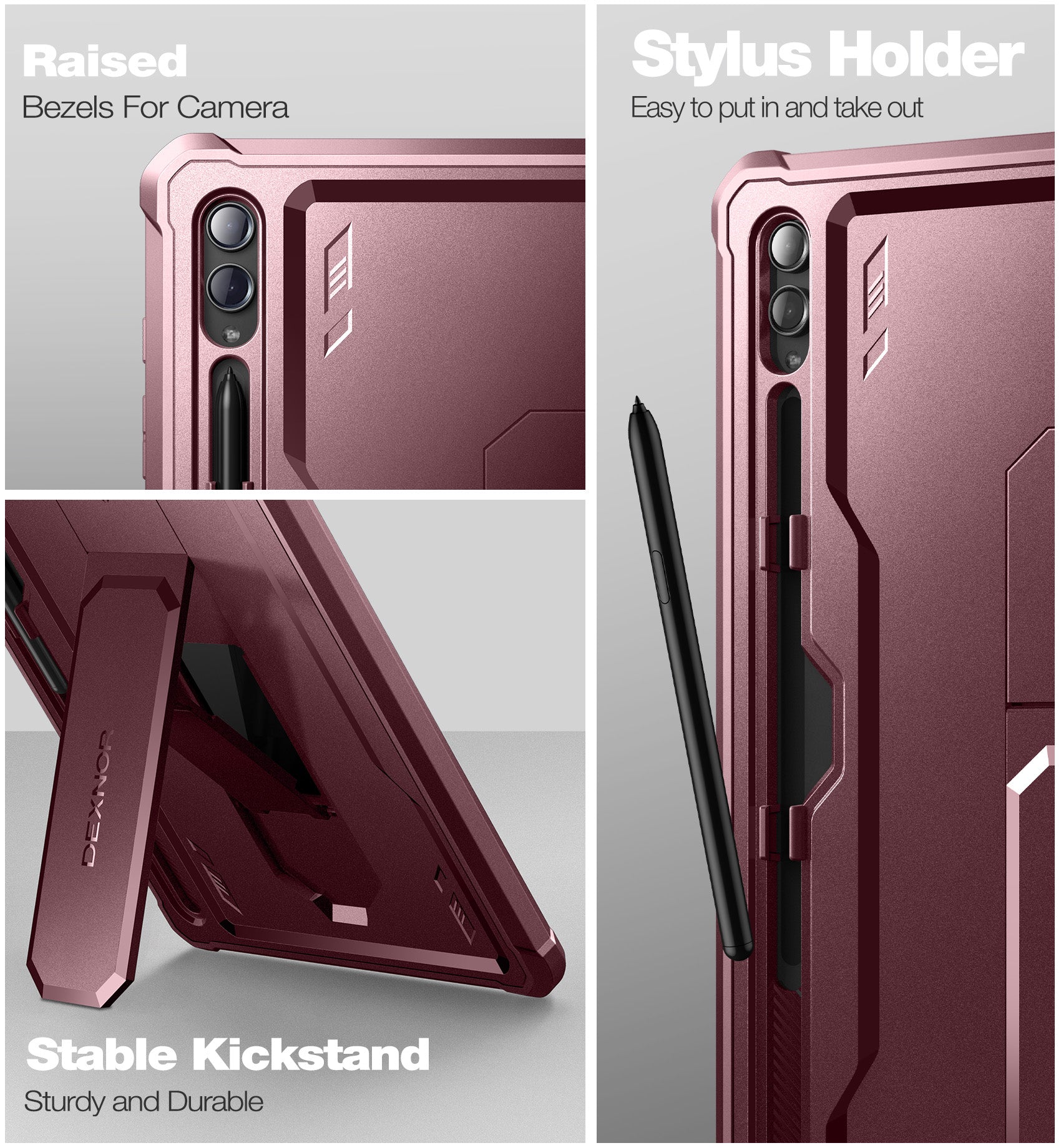 Dexnor Tablet Case for Samsung Galaxy Tab S9 Ultra With Screen Protector Full Body Bumper Kickstand Heavy-duty Shockproof Rugged Pen Holder Cover.