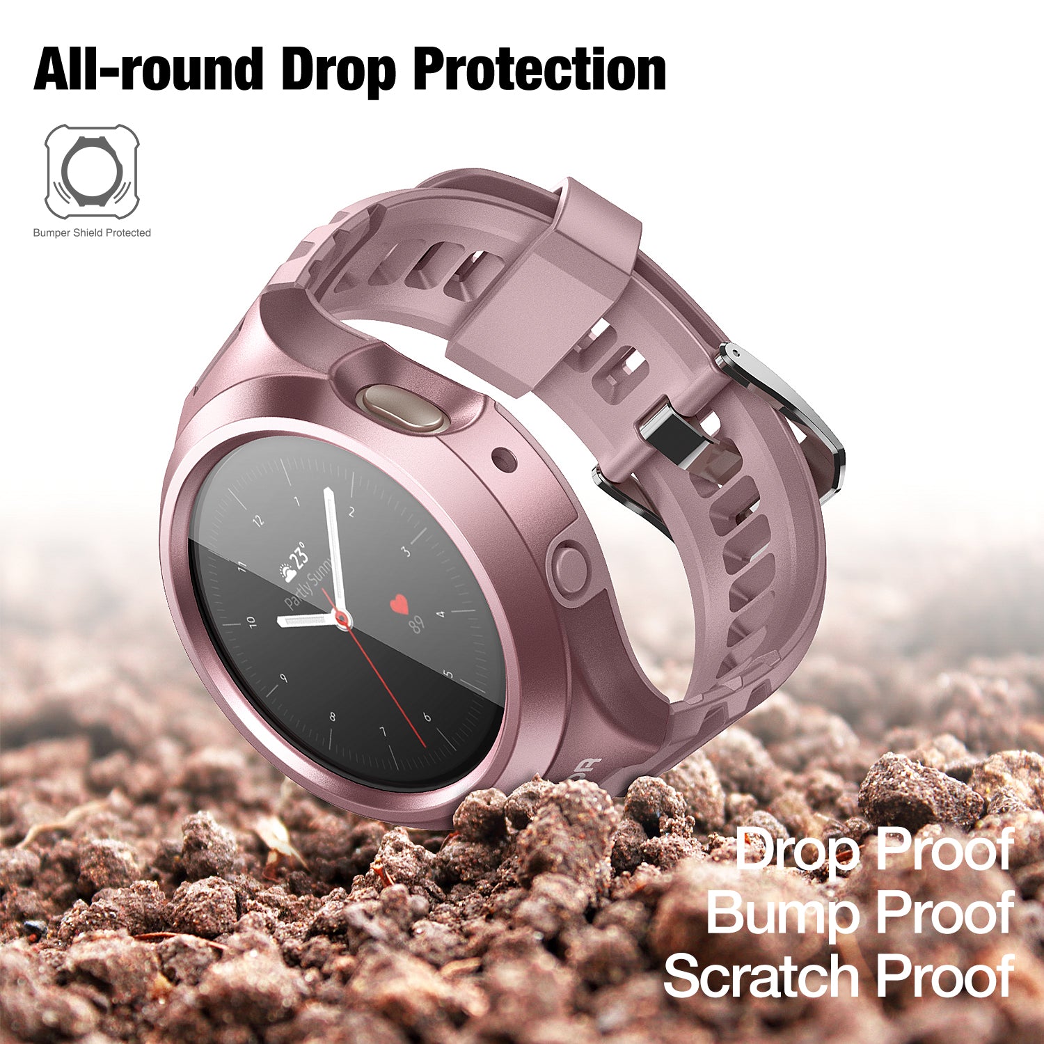 Dexnor Watch Case for Samsung Galaxy Watch Active 2 Band 44mm Full Body Bumper Shockproof Rugged Raised Bezel Snap-on Cover