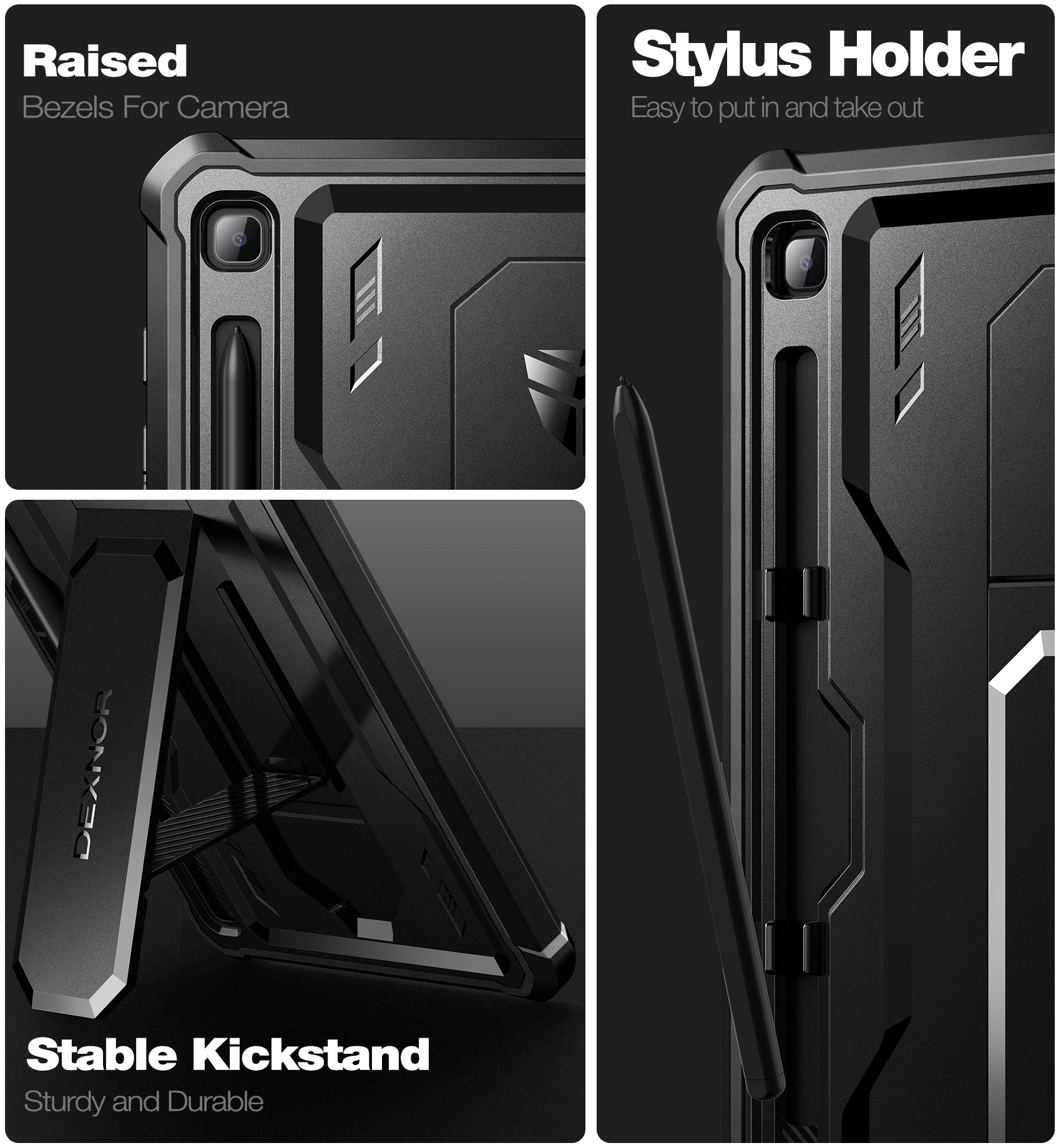 Dexnor Tablet Case for Samsung Galaxy Tab S6 lite With Screen Protector Full Body Bumper Kickstand Heavy-duty Shockproof Rugged Pen Holder Cover.