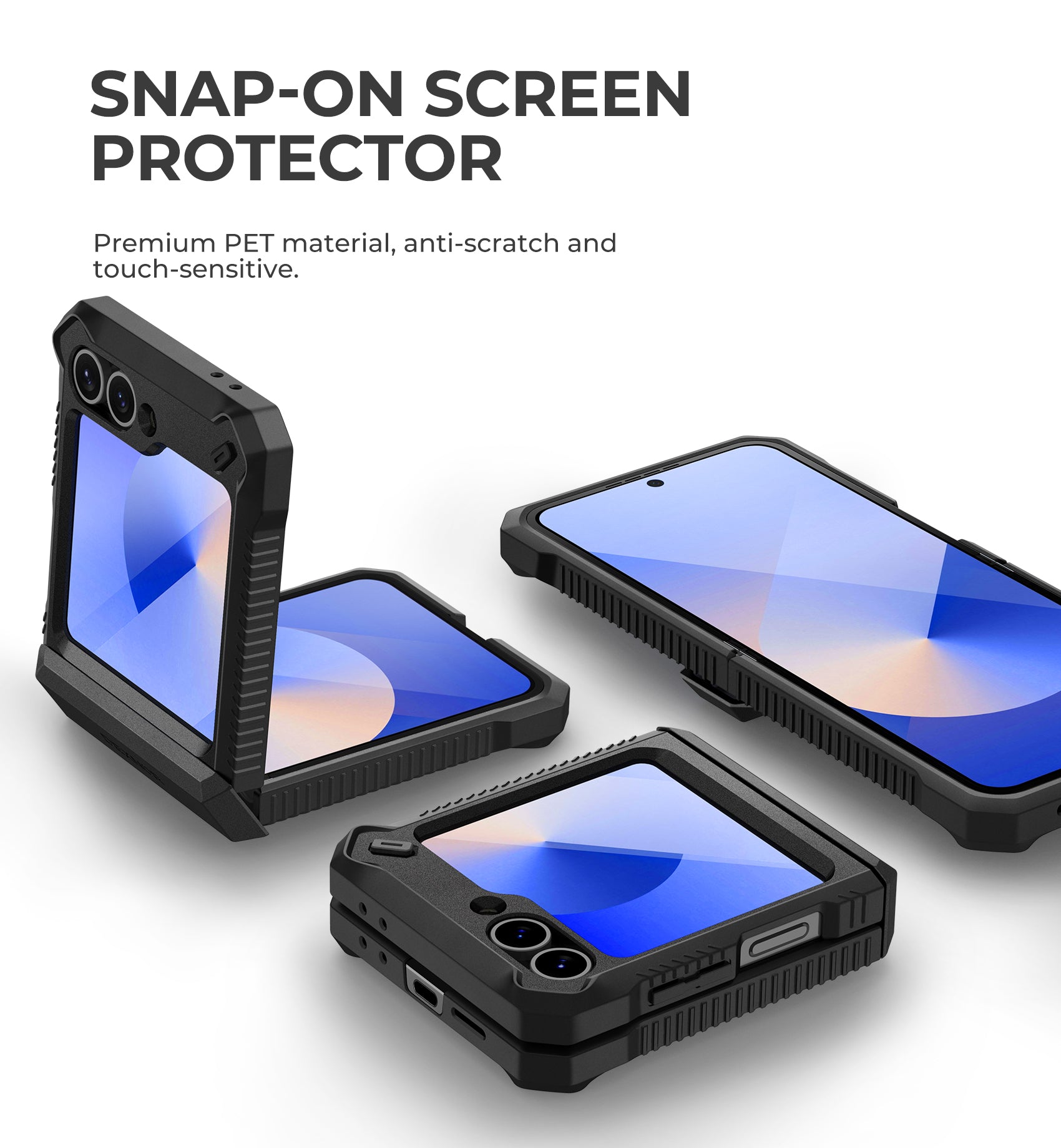 Dexnor Case for Samsung Galaxy Z Flip 6 Hinge Coverage With Screen Protector Full Body Bumper Kickstand Hinge Coverage Shockproof Rugged Cover