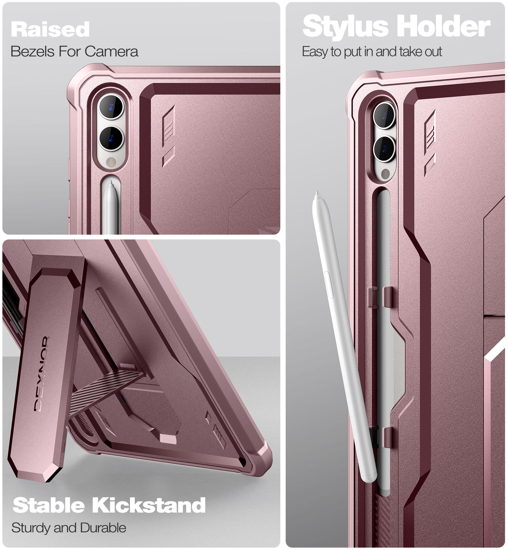Dexnor Tablet Case for Samsung Galaxy Tab S9 Plus With Screen Protector Full Body Bumper Kickstand Heavy-duty Shockproof Rugged Pen Holder Cover.