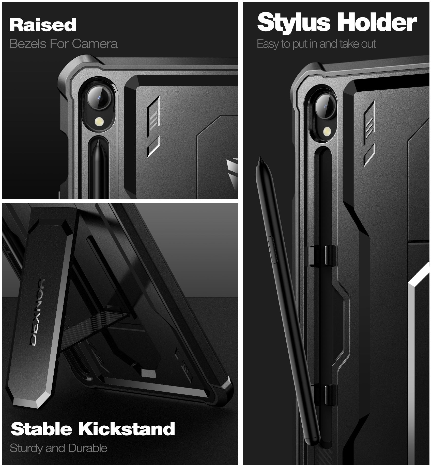 Dexnor Tablet Case for Samsung Galaxy Tab S9 With Screen Protector Full Body Bumper Kickstand Heavy-duty Shockproof Rugged Pen Holder Cover.