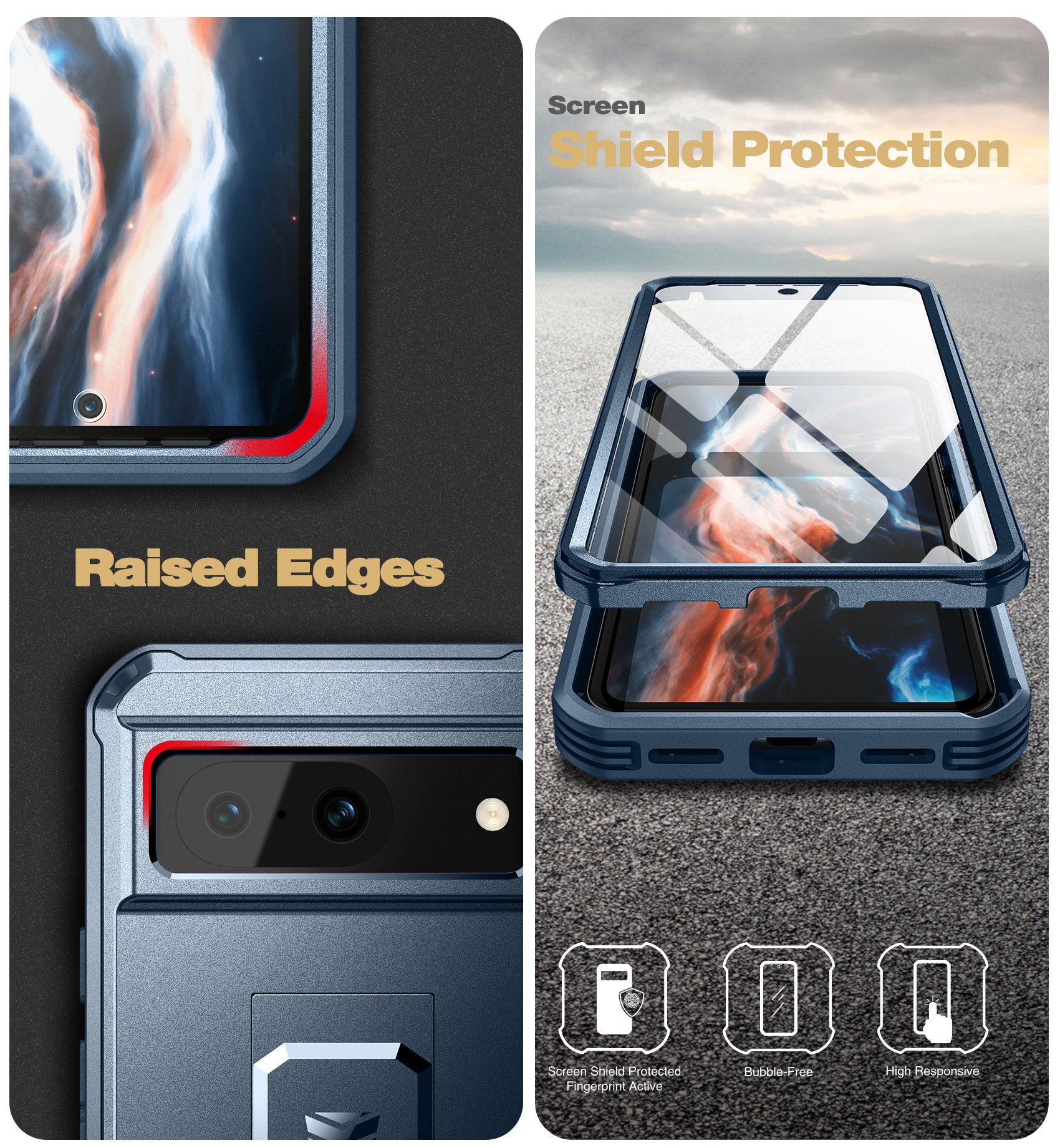 Dexnor Case for Google Pixel 8 With 2 Screen Protector Full Body Bumper Kickstand Heavy-duty Shockproof Rugged Cover.