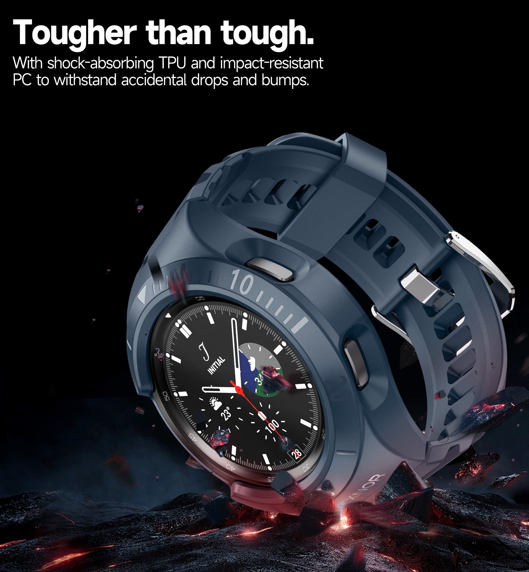 Dexnor Watch Case for Watch 4 Classic Band 46mm(2021) Full Body Bumper Shockproof Rugged Raised Bezel Snap-on Cover