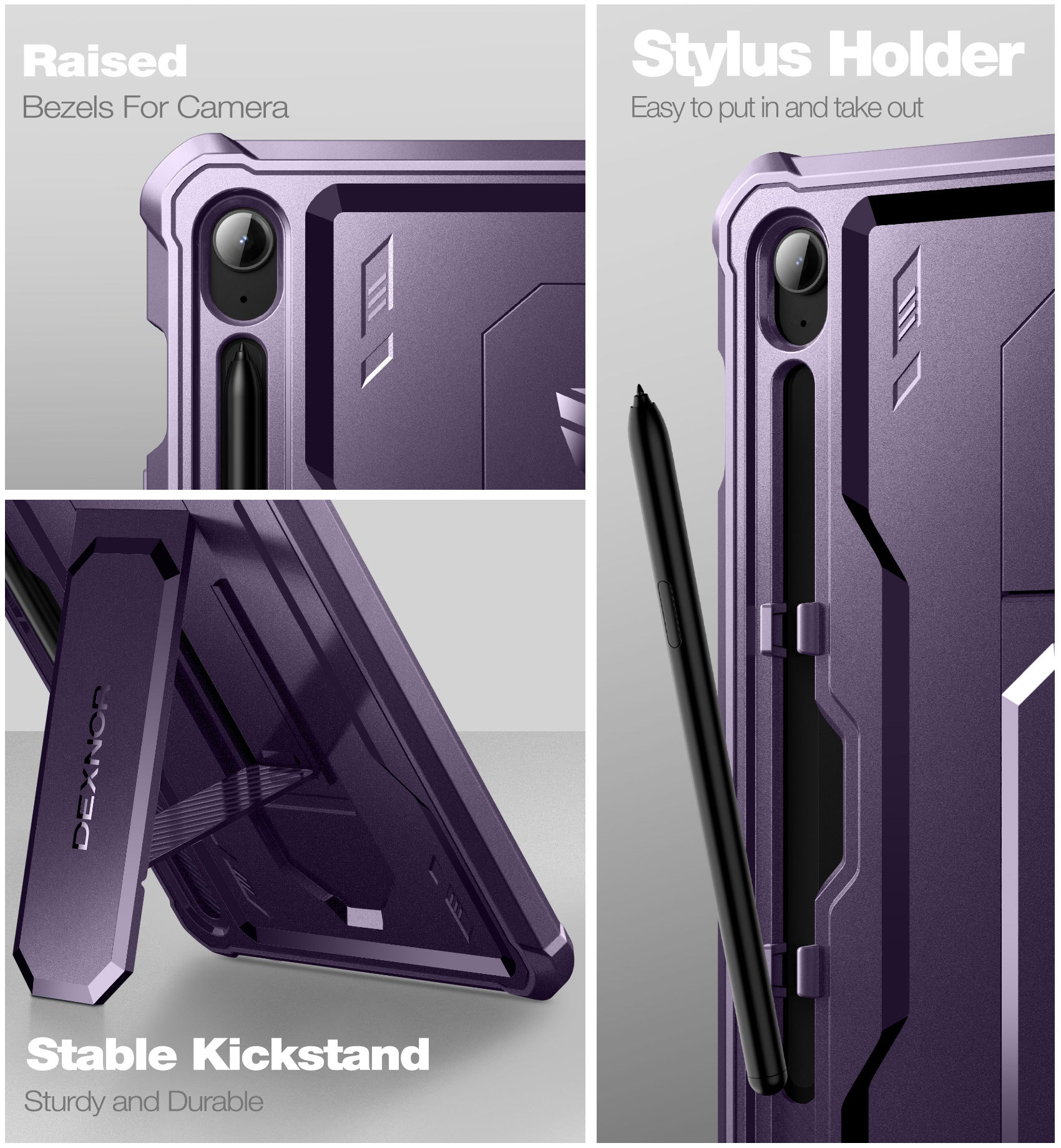 Dexnor Tablet Case for Samsung Galaxy Tab S9 FE With Screen Protector Full Body Bumper Kickstand Heavy-duty Shockproof Rugged Pen Holder Cover.