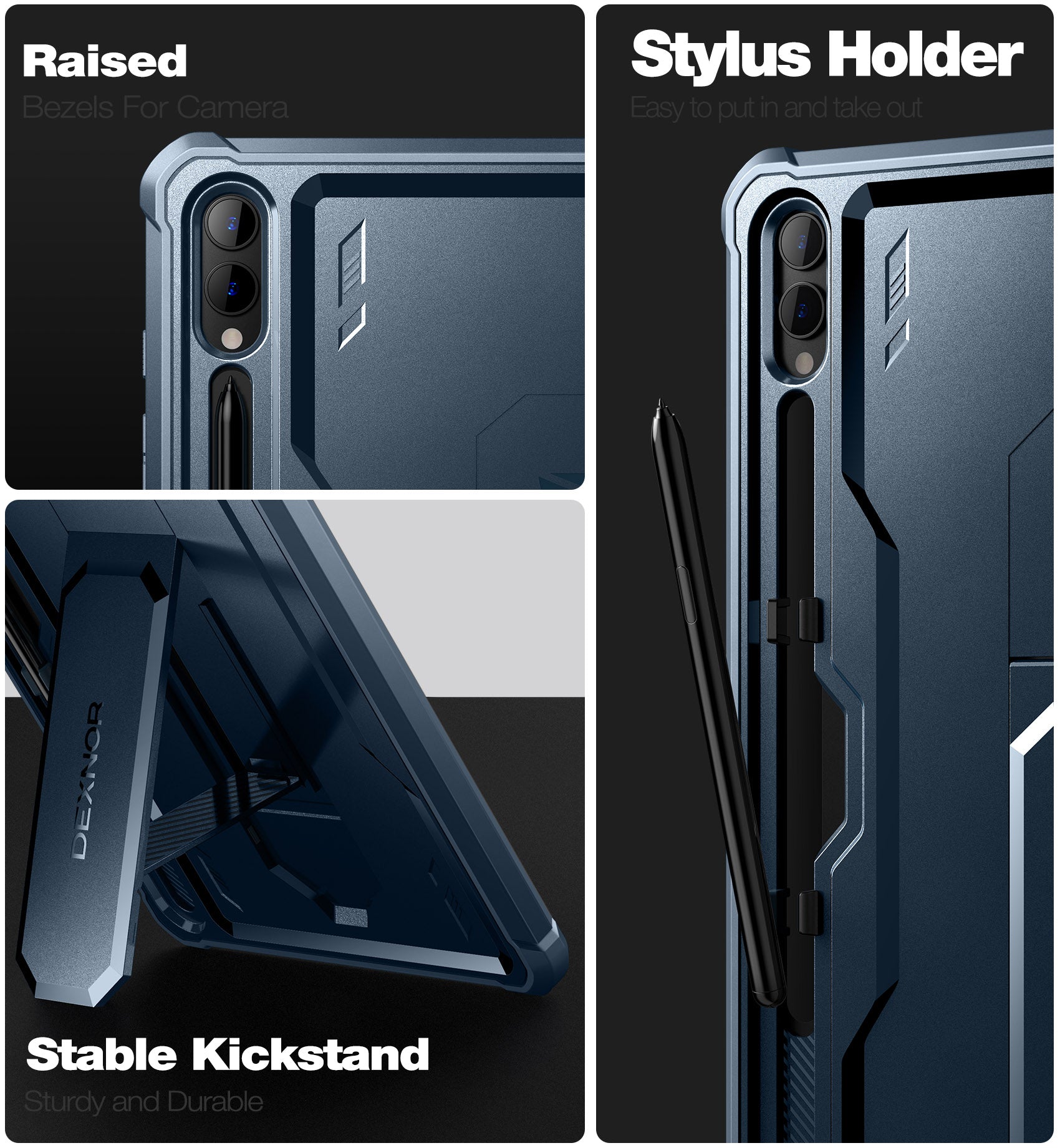 Dexnor Tablet Case for Samsung Galaxy Tab S9 Plus With Screen Protector Full Body Bumper Kickstand Heavy-duty Shockproof Rugged Pen Holder Cover.