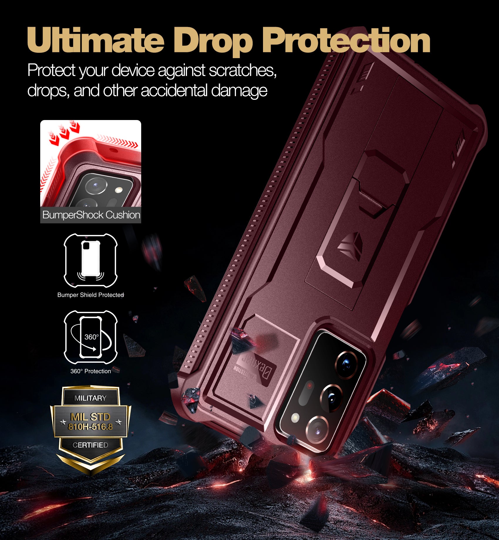 Dexnor Case for Samsung Galaxy Note 20 Ultra With Single Screen Protector Full Body Bumper Kickstand Heavy-duty Shockproof Rugged Cover.