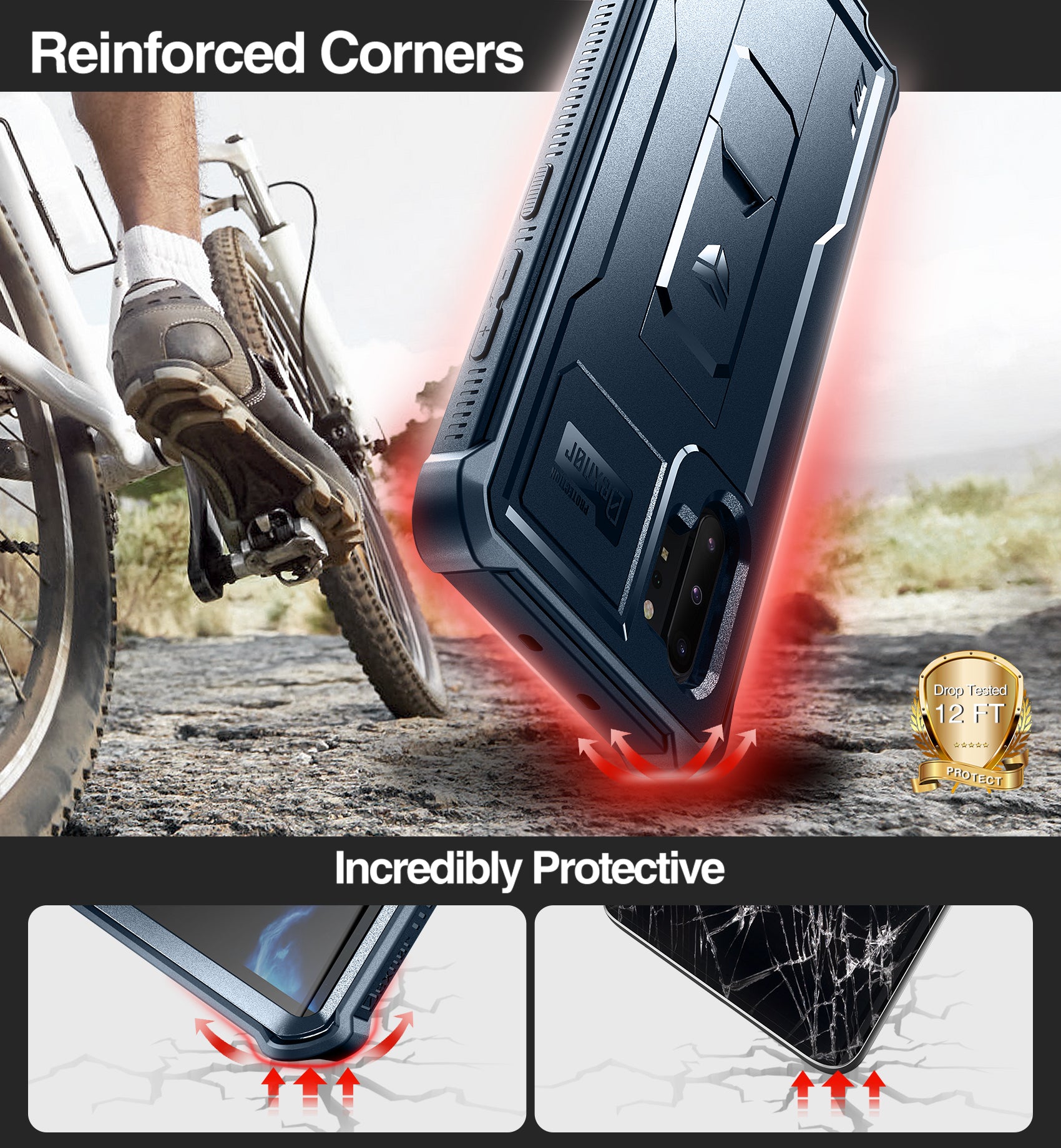Dexnor Case for Samsung Galaxy Note 10+ With Single Screen Protector Full Body Bumper Kickstand Heavy-duty Shockproof Rugged Cover.