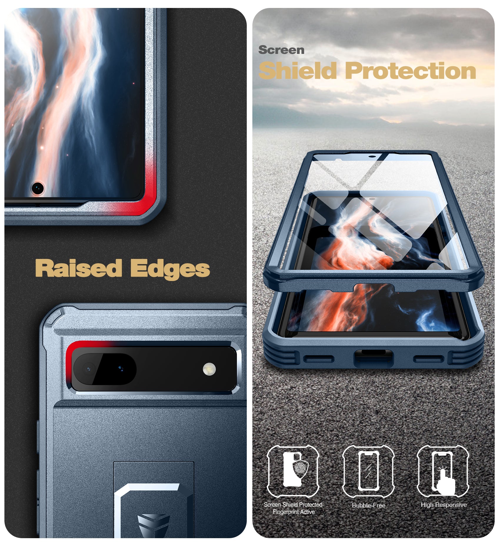 Dexnor Case for Google Pixel 6A With Screen Protector Full Body Bumper Kickstand Heavy-duty Shockproof Rugged Cover.