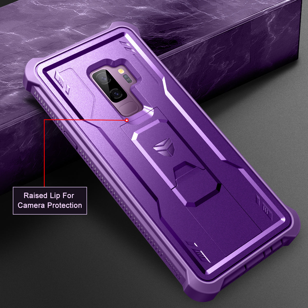 Dexnor Case for Samsung Galaxy S9 Plus With Single Screen Protector Full Body Bumper Kickstand Heavy-duty Shockproof Rugged Cover.