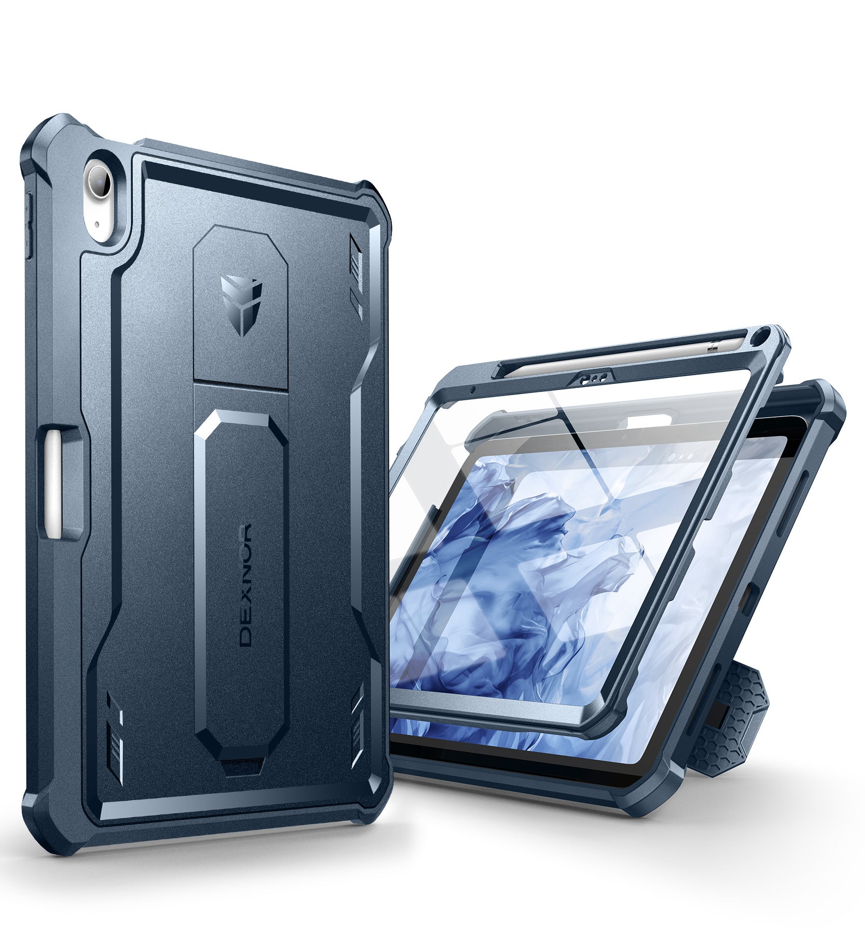 Dexnor Tablet Case for iPad 2022 With Screen Protector Full Body Bumper Kickstand Heavy-duty Shockproof Rugged Pen Holder Cover.