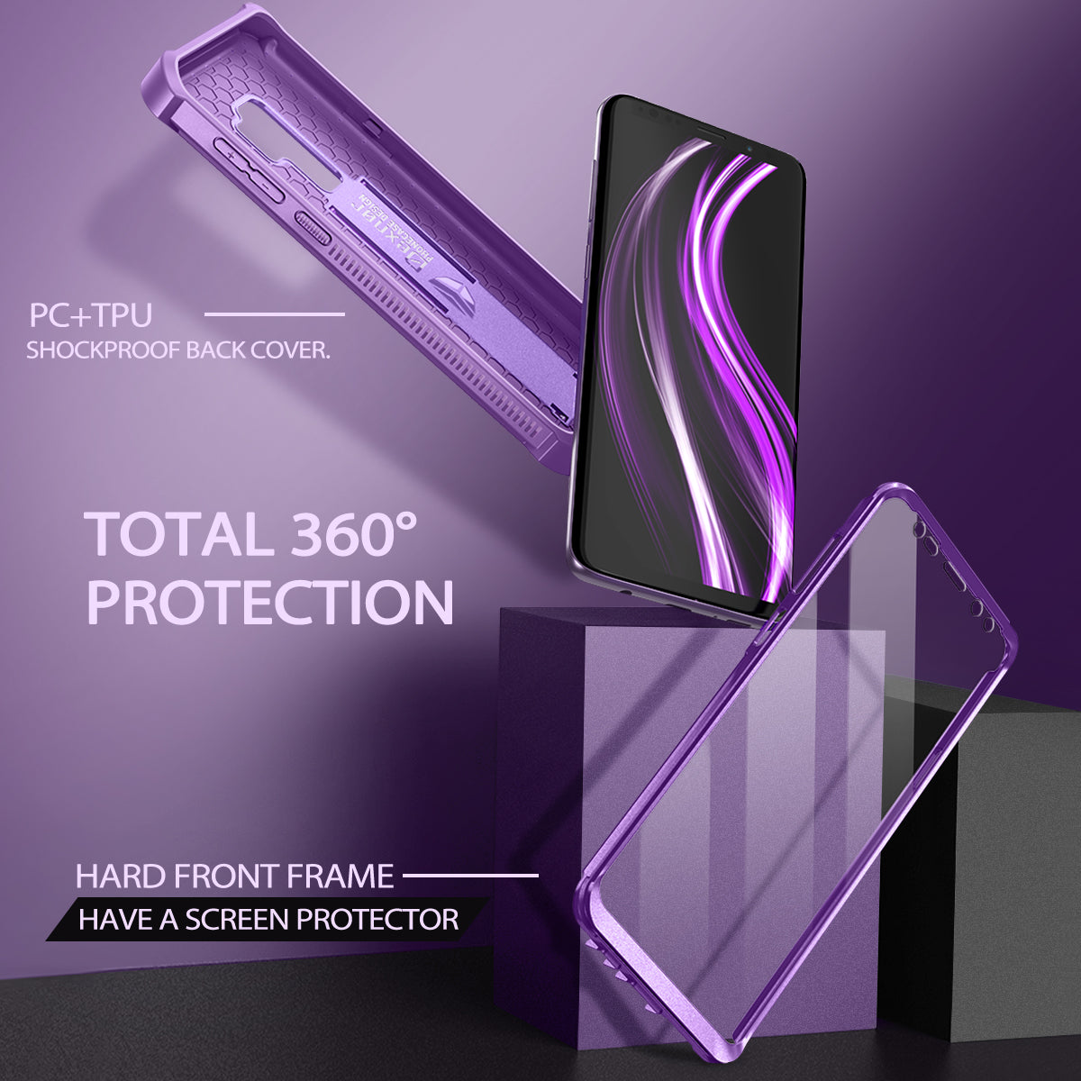Dexnor Case for Samsung Galaxy S9 Plus With Single Screen Protector Full Body Bumper Kickstand Heavy-duty Shockproof Rugged Cover.
