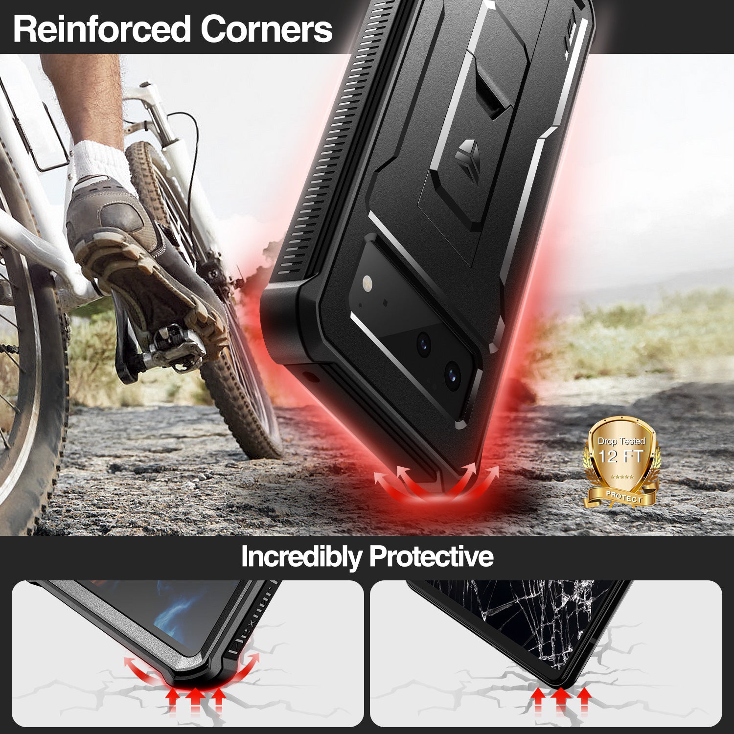 Dexnor Case for Google Pixel 6 With Screen Protector Full Body Bumper Kickstand Heavy-duty Shockproof Rugged Cover.