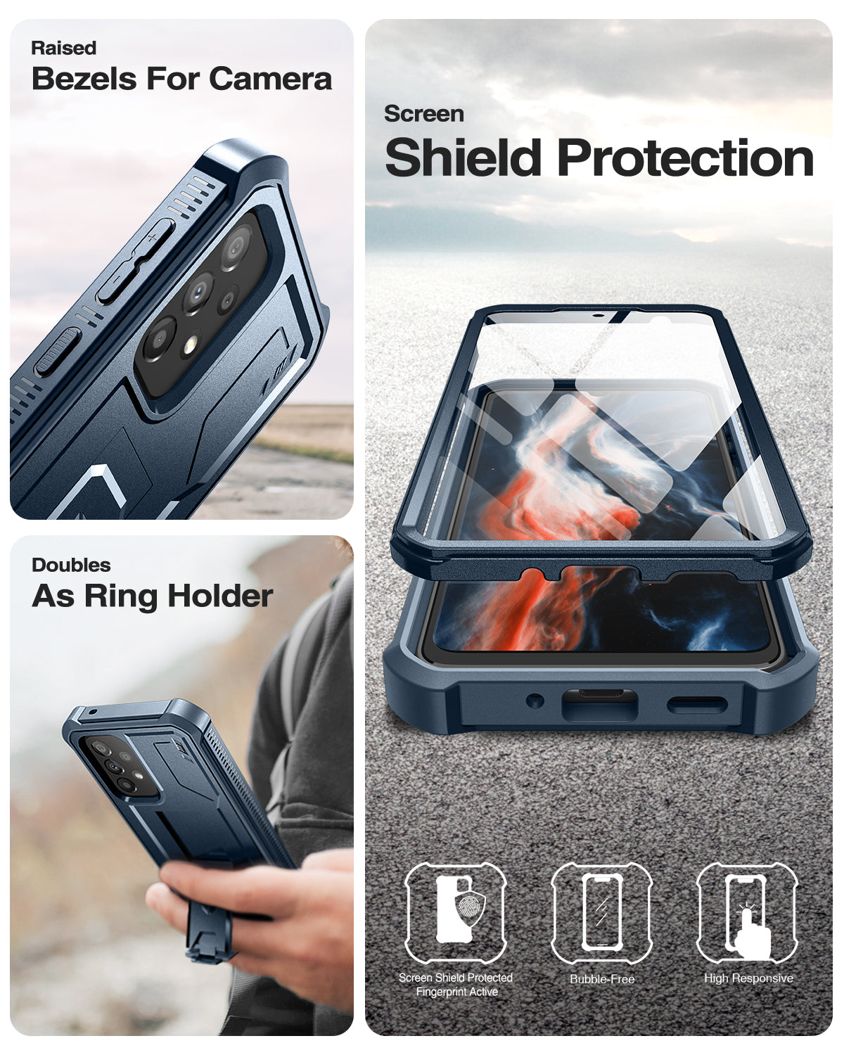 Dexnor Case for Samsung Galaxy A33 5G With Single Screen Protector Full Body Bumper Kickstand Heavy-duty Shockproof Rugged Cover.