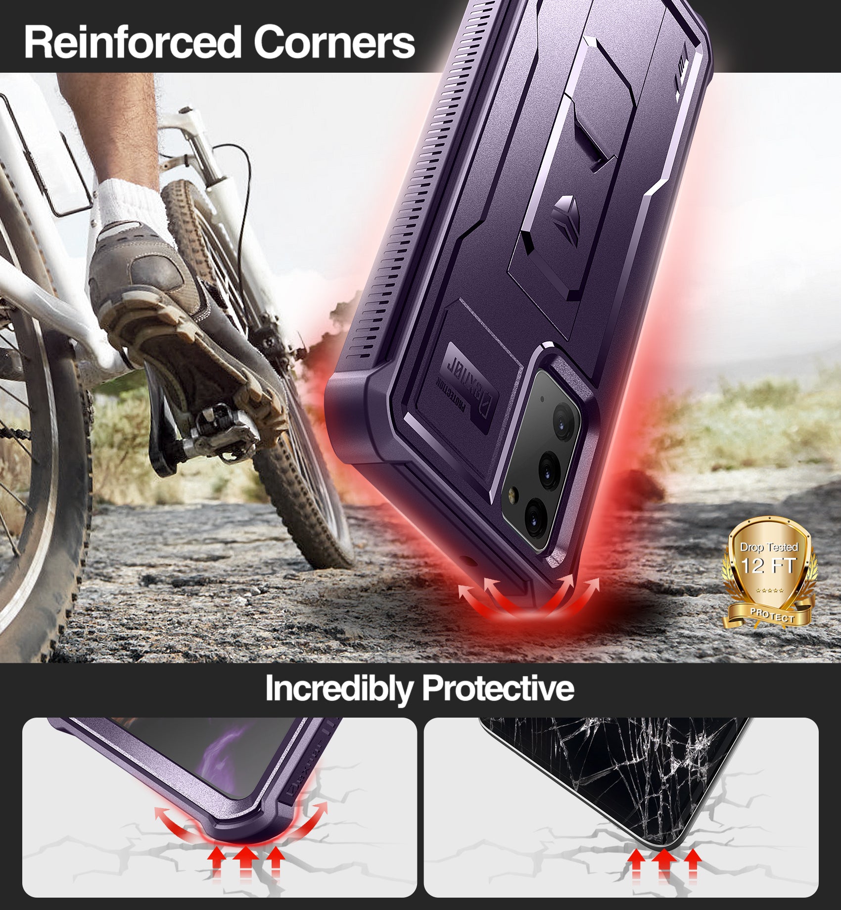 Dexnor Case for Samsung Galaxy Note 20 With Single Screen Protector Full Body Bumper Kickstand Heavy-duty Shockproof Rugged Cover.