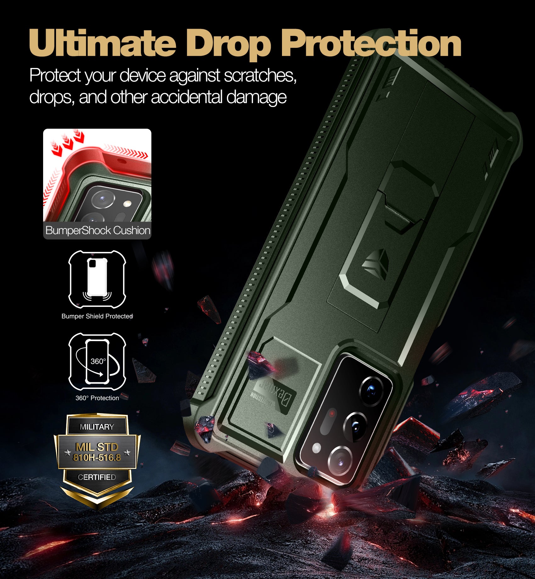 Dexnor Case for Samsung Galaxy Note 20 Ultra With Single Screen Protector Full Body Bumper Kickstand Heavy-duty Shockproof Rugged Cover.